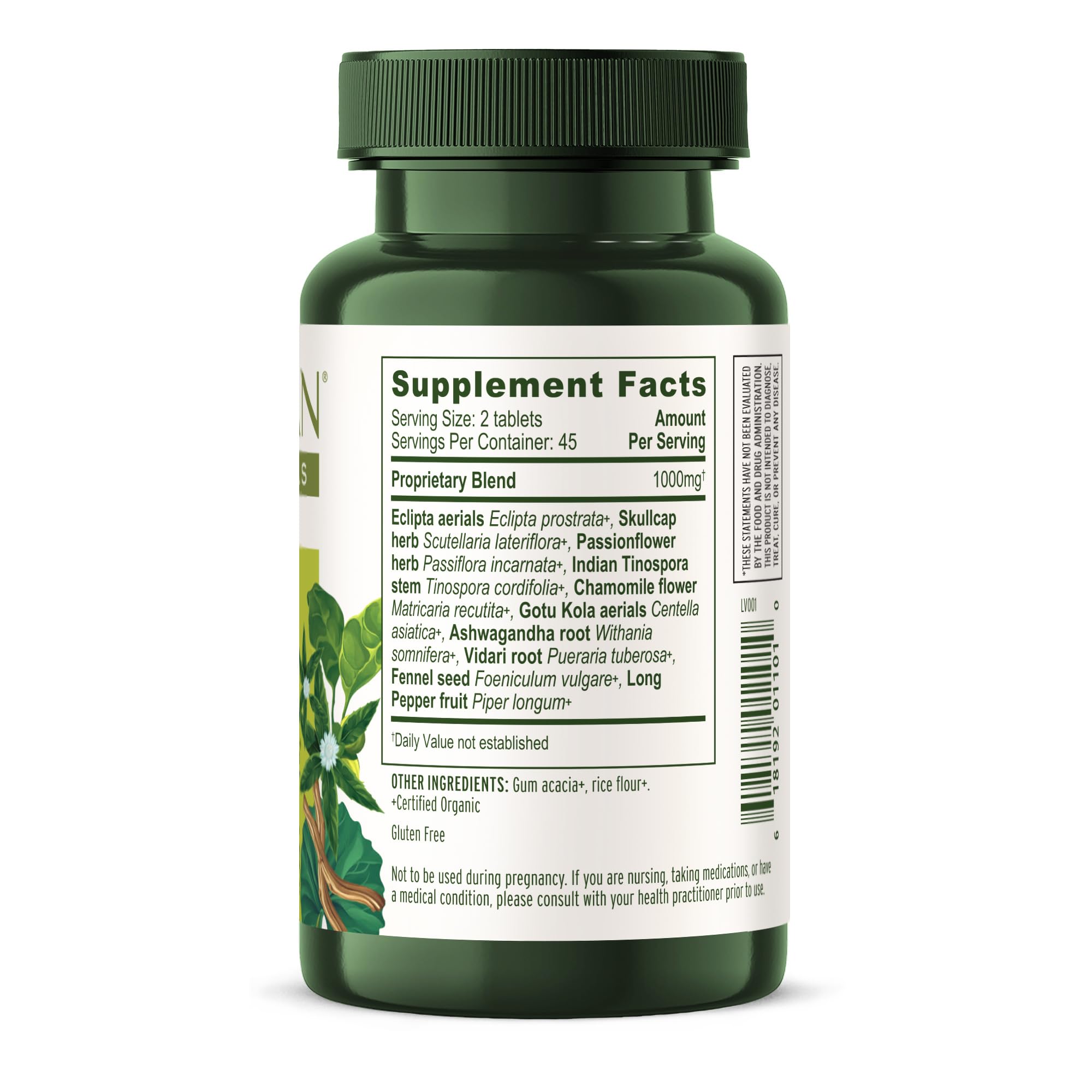Banyan Botanicals Organic Tranquil Mind – Nervous System Support & Physical Relaxation Supplement – with Skullcap, Passionflower & Gotu Kola – Non-Drowsy Systemic Grounding – 90 Tablets – USDA Organic - TrustMedUSA