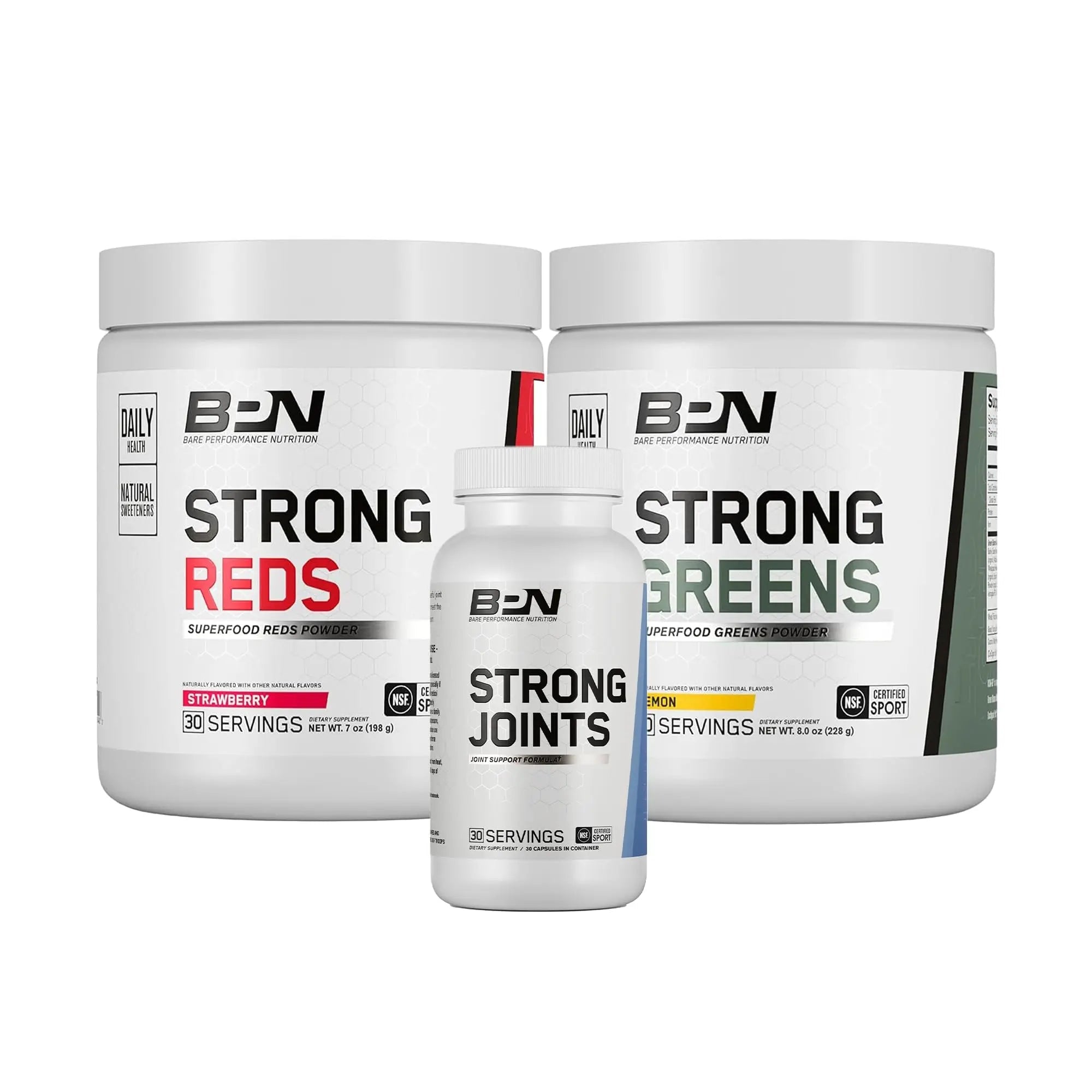 BARE PERFORMANCE NUTRITION BPN Health & Wellness Bundle, Strong Reds, Strong Greens Lemon, Strong Joints - TrustMedUSA