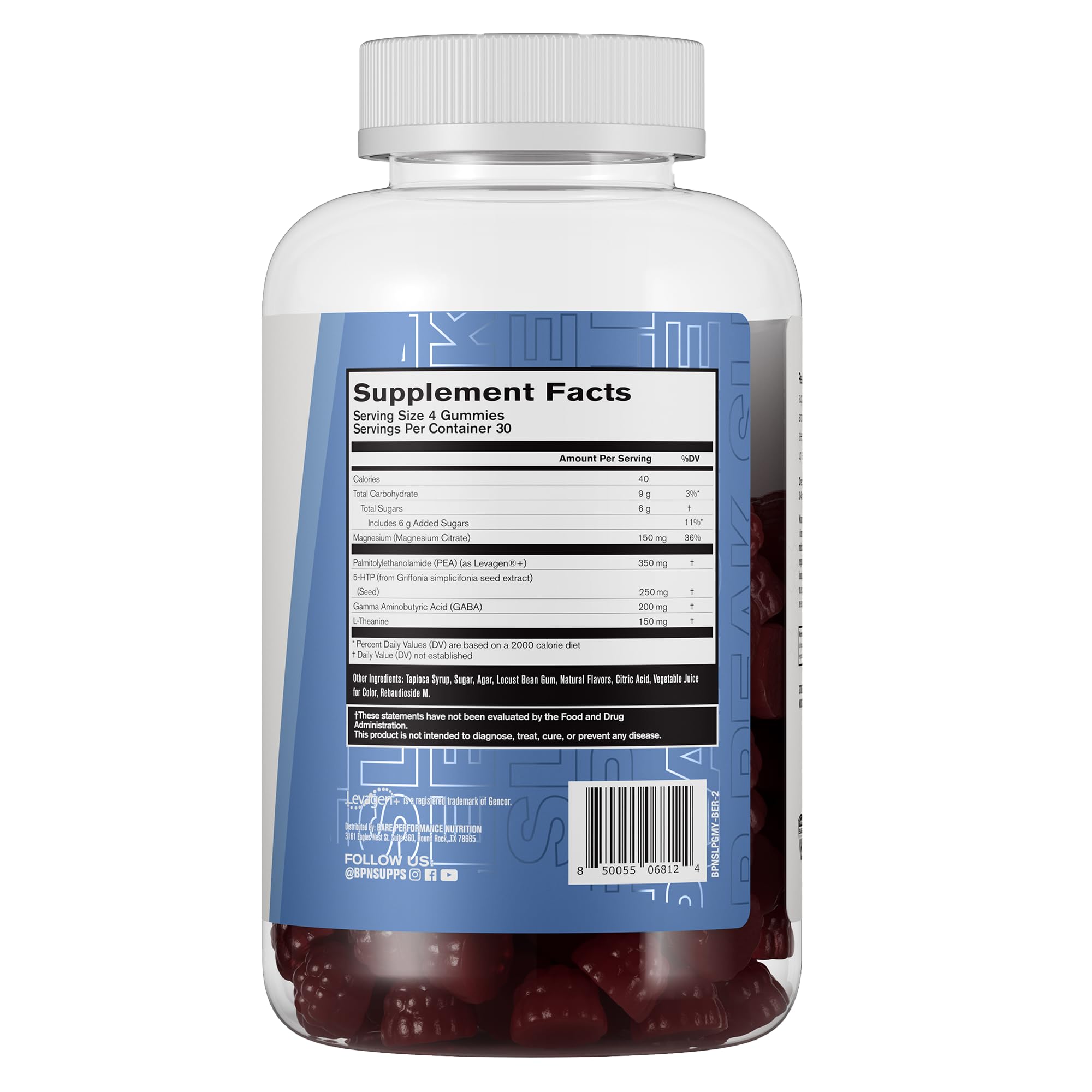 BARE PERFORMANCE NUTRITION, BPN Peak Sleep Gummy, Sleep Aid & Recovery Support Supplement, 30 Servings, Berry - TrustMedUSA