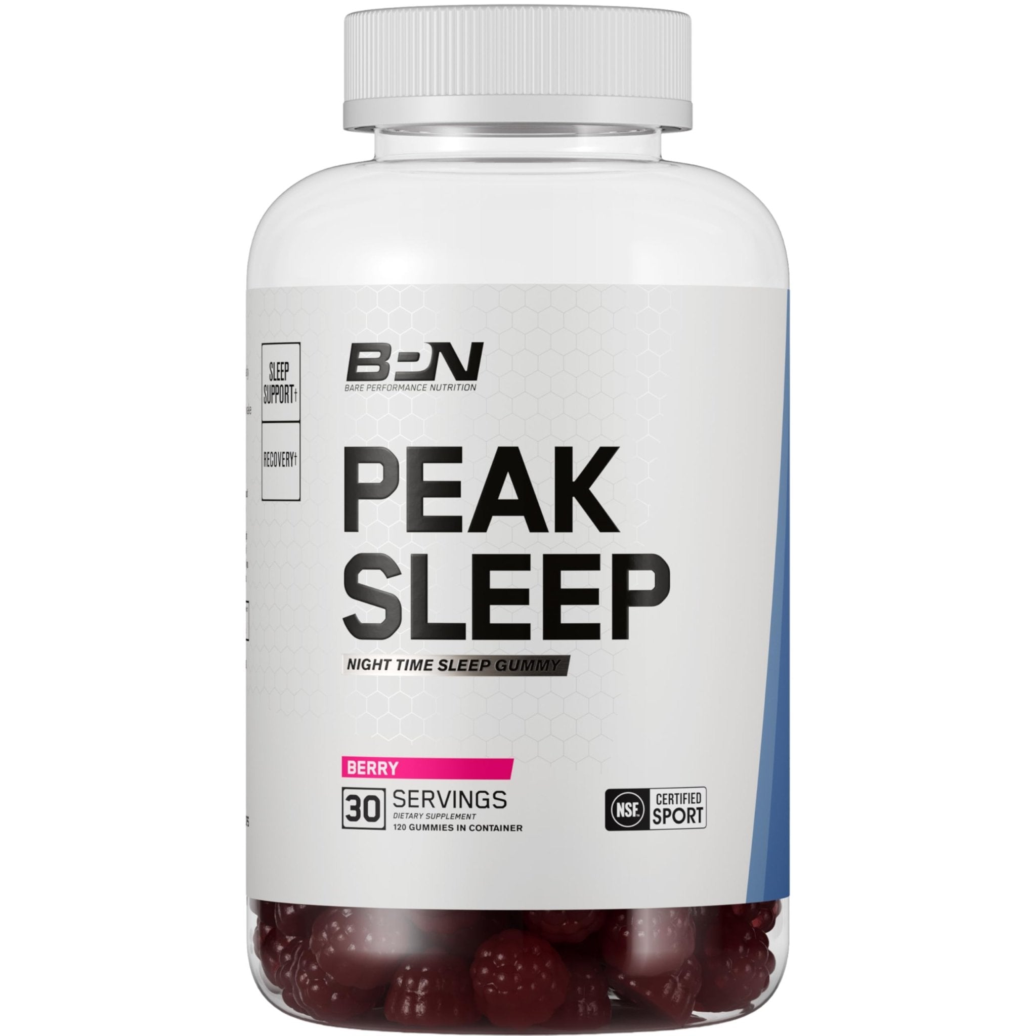 BARE PERFORMANCE NUTRITION, BPN Peak Sleep Gummy, Sleep Aid & Recovery Support Supplement, 30 Servings, Berry - TrustMedUSA