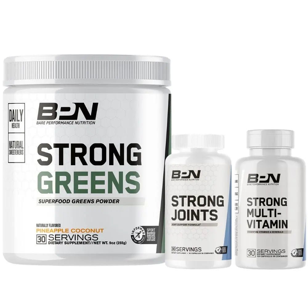 BARE PERFORMANCE NUTRITION BPN Strong Greens Superfood Powder, Strong Joints & Strong Multi-Vitamin Bundle - TrustMedUSA
