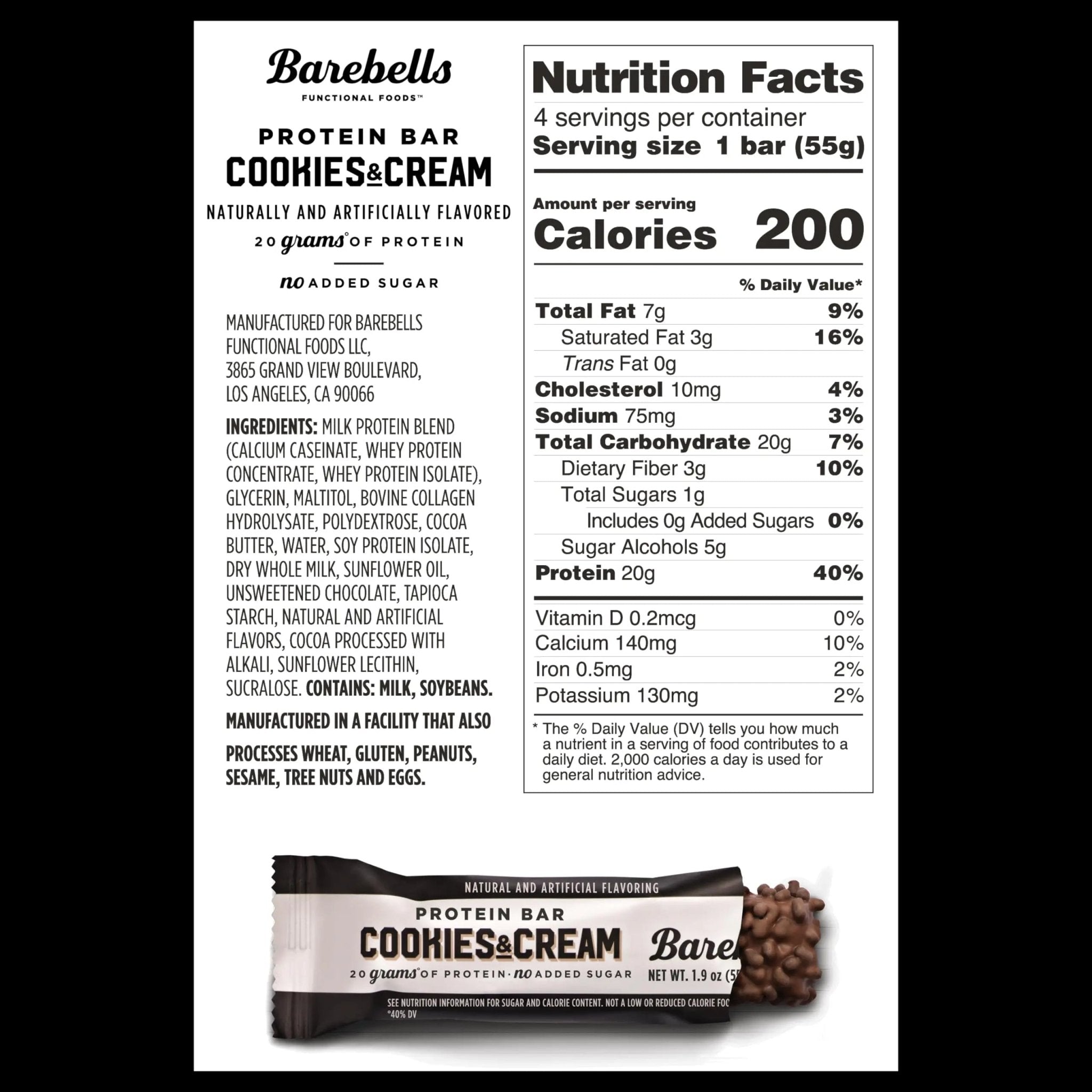 BAREBELLS Protein Bars Variety Value Pack - 16 Count, 1.9oz Bars - Protein Snacks - TrustMedUSA
