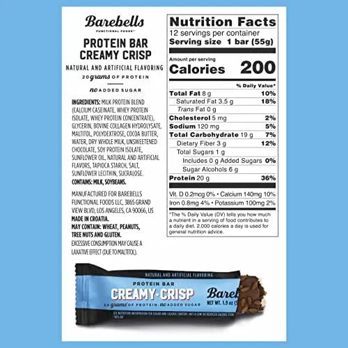 Barebells Protein Snacks Bars Creamy Crisp - 12 Count, 1.9oz Bars 55g of High Protein - TrustMedUSA