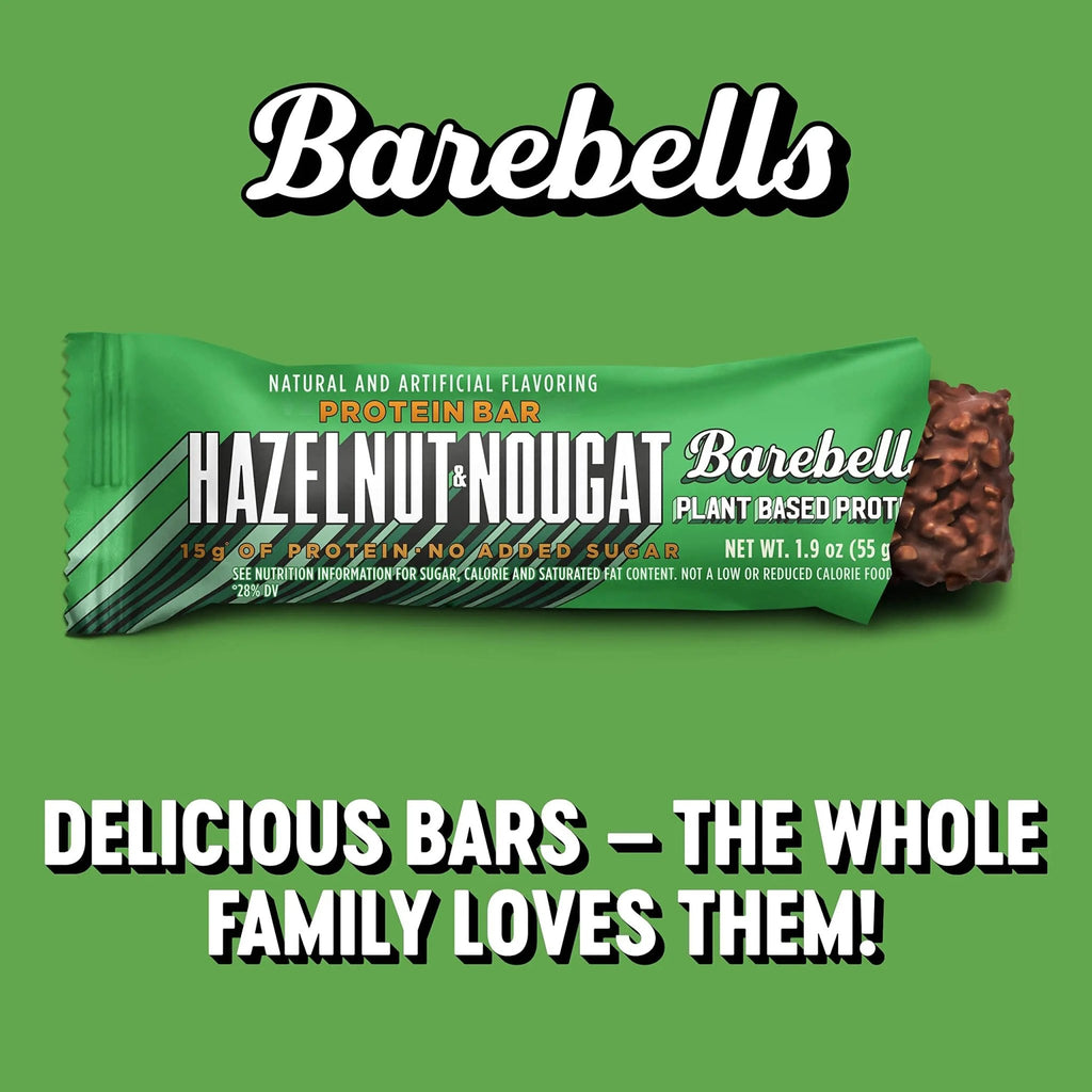 Barebells Vegan Protein Bars Hazelnut & Nougat - 12 Count, 1.9oz Bars - Features Plant - TrustMedUSA