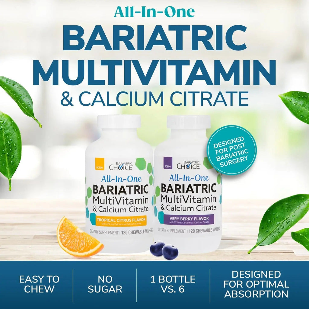 Bariatric Choice All-in-One Chewable Bariatric MultiVitamin with Iron & Calcium Citrate, Very Berry (120ct) - TrustMedUSA