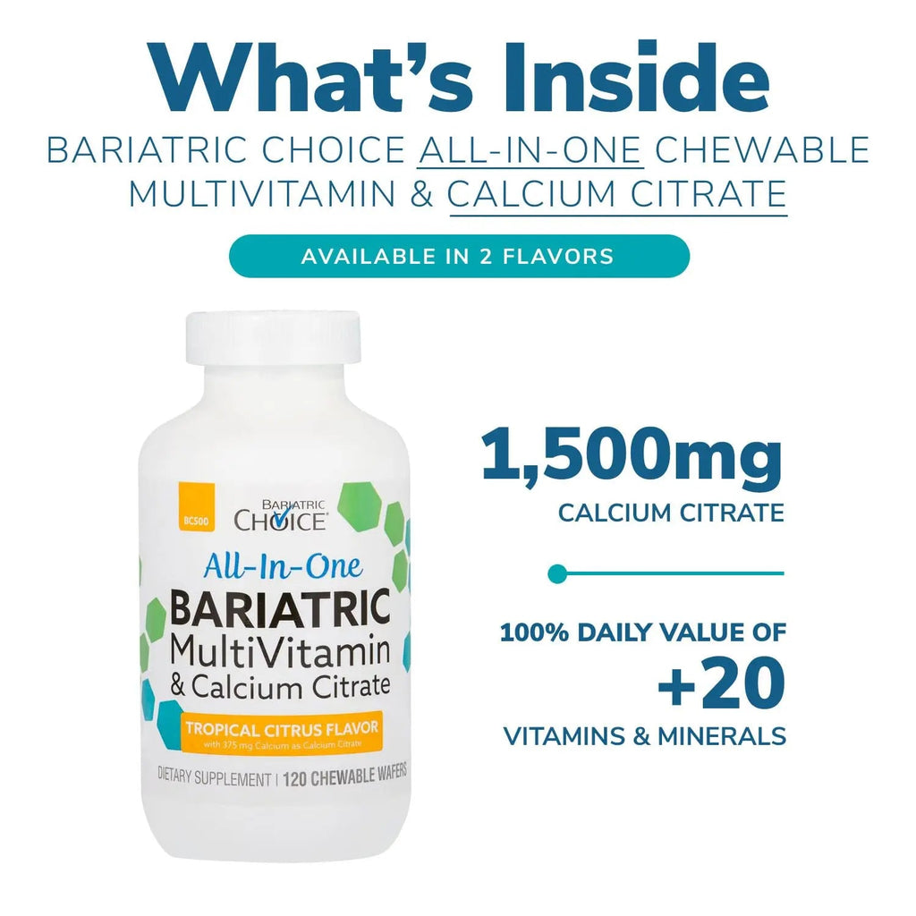 Bariatric Choice All-in-One Chewable Bariatric MultiVitamin with Iron & Calcium Citrate, Very Berry (120ct) - TrustMedUSA