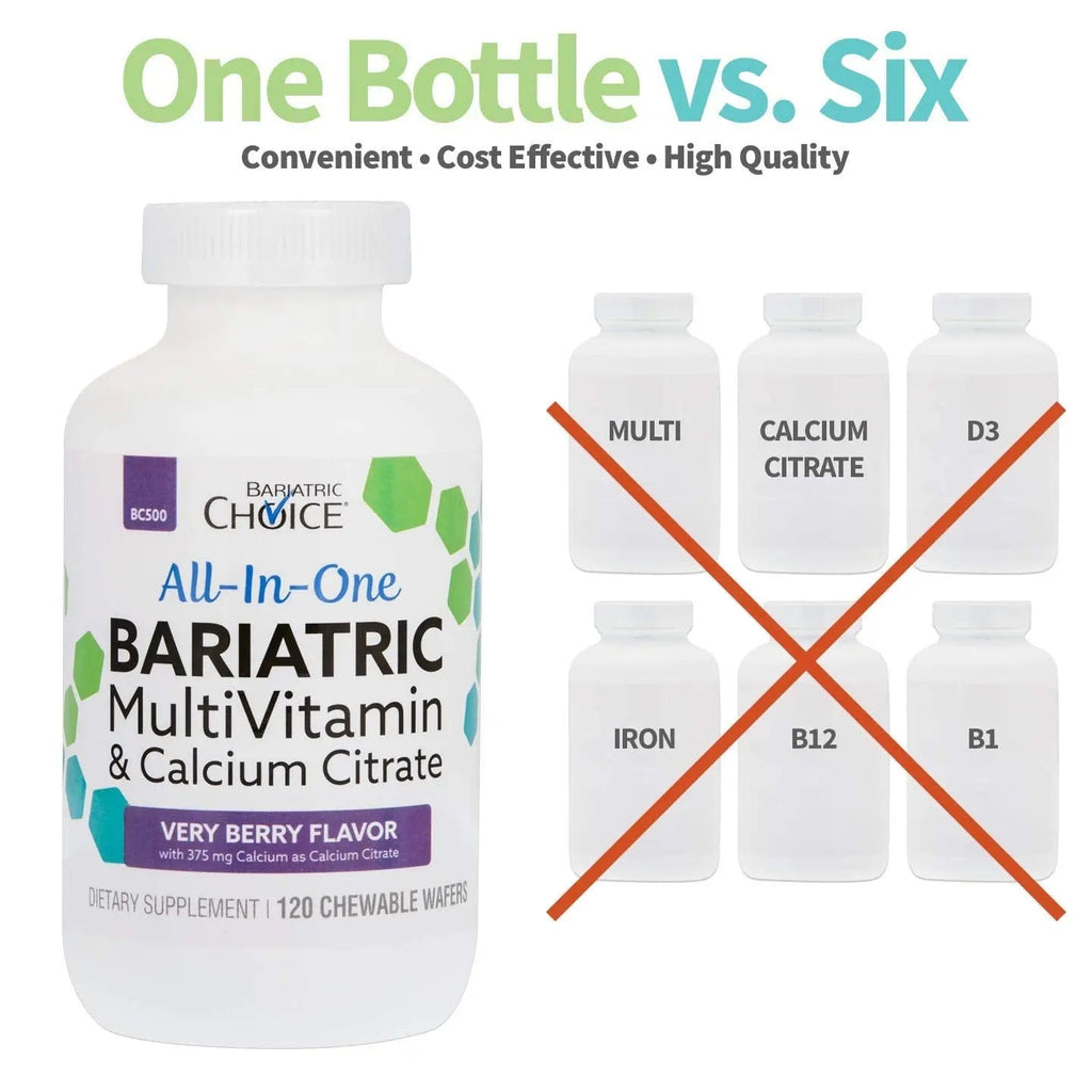 Bariatric Choice All-in-One Chewable Bariatric MultiVitamin with Iron & Calcium Citrate, Very Berry (120ct) - TrustMedUSA