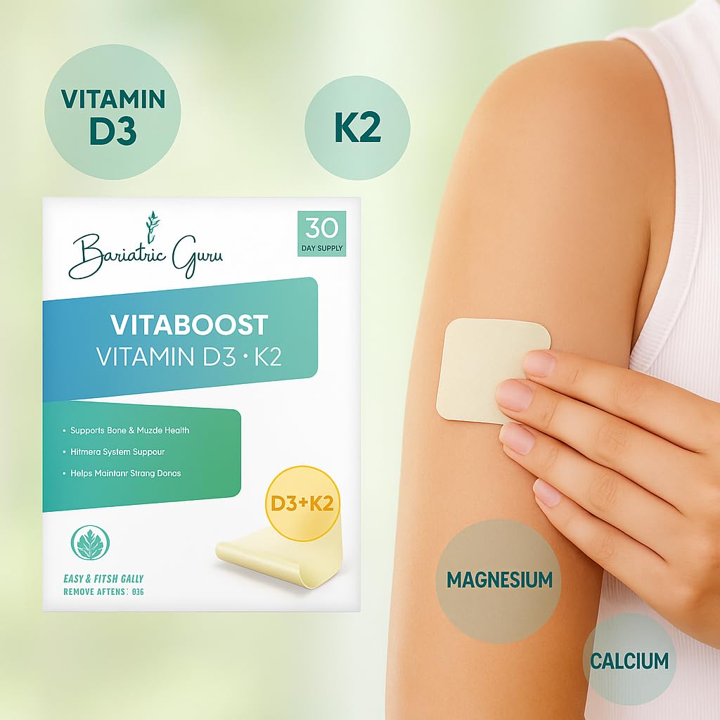 Bariatric Guru VitaBoost Supplement Patch — Vitamin D3, K2, Magnesium & Calcium Citrate Transdermal Topical Patch for Bone, Muscle & Immune Support — 30 Patches - TrustMedUSA