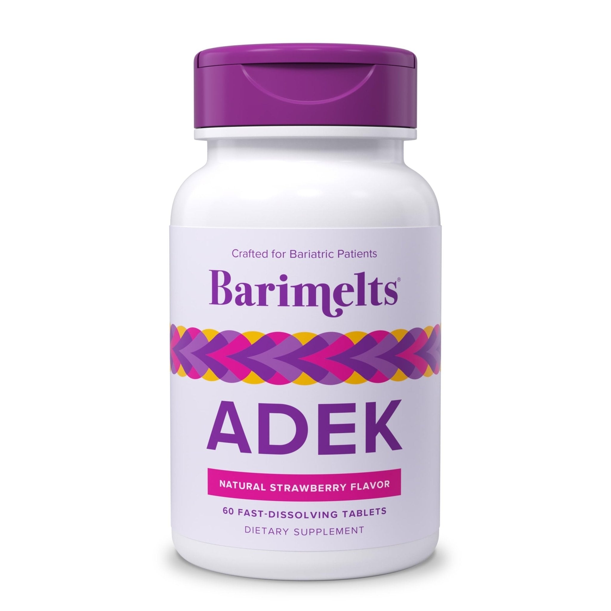 Barimelts ADEK - 60 Fast-Dissolving Tablets (2-Month Supply) - Sugar-Free Bariatric Vitamins for Women Including Vitamin A, Vitamin D, Vitamin E & Vitamin K, Natural Strawberry Flavor - Maple Wellness Supplements
