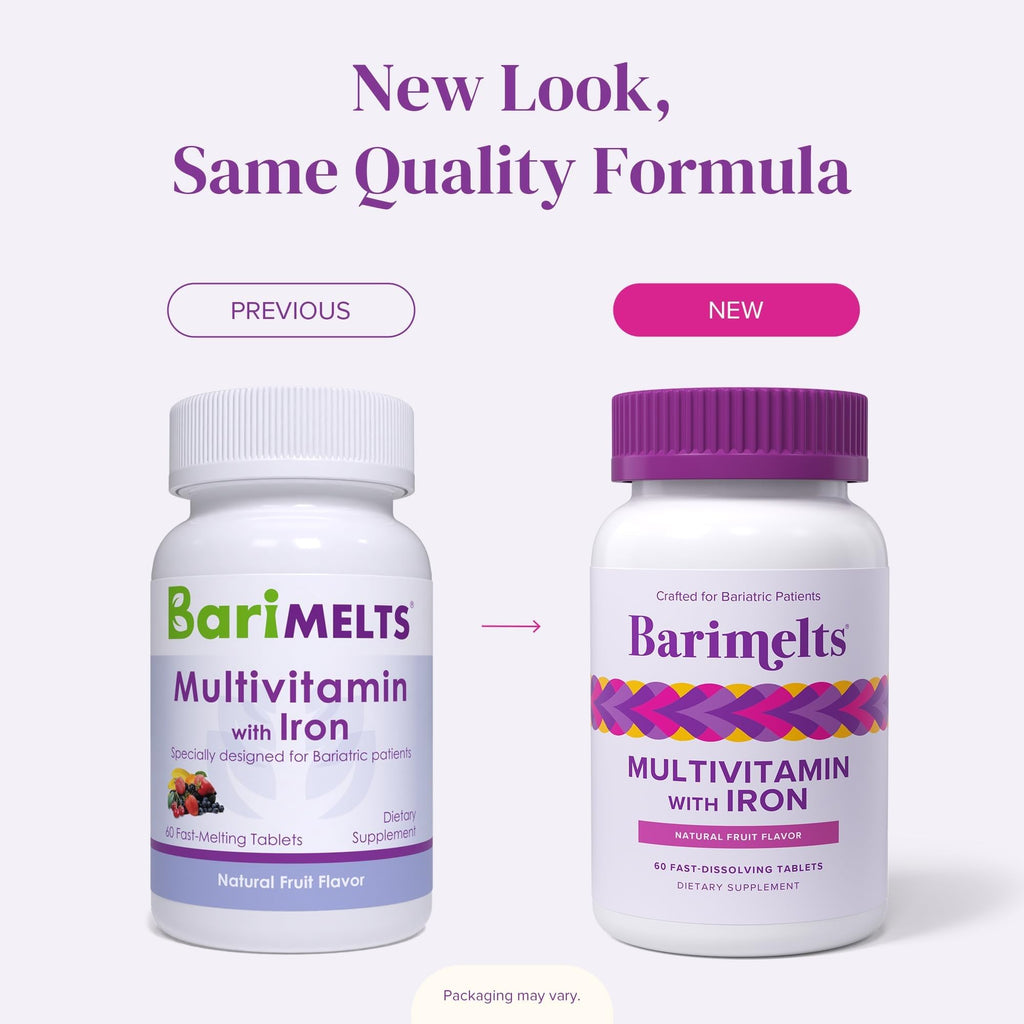 BariMelts Bariatric Multivitamin with Iron, 60 Fast-Dissolving Tablets (1-Month Supply), Sugar-Free Bariatric Vitamins for Women, Natural Fruit Flavor - Maple Wellness Supplements