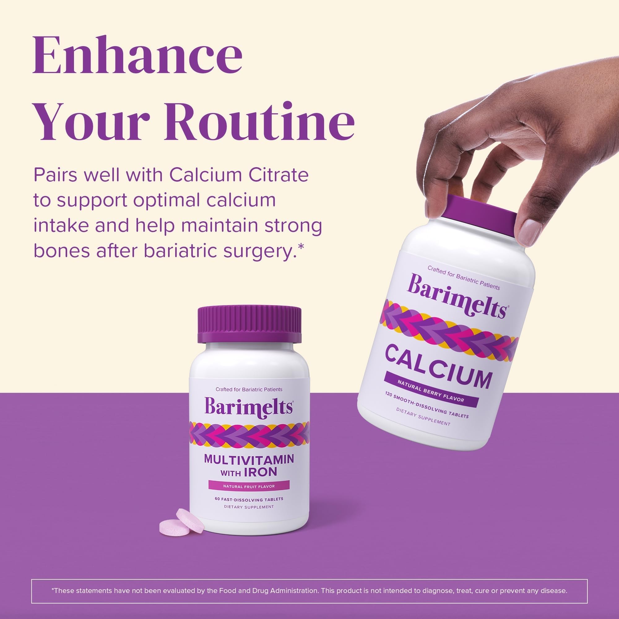 BariMelts Bariatric Multivitamin with Iron, 60 Fast-Dissolving Tablets (1-Month Supply), Sugar-Free Bariatric Vitamins for Women, Natural Fruit Flavor - Maple Wellness Supplements