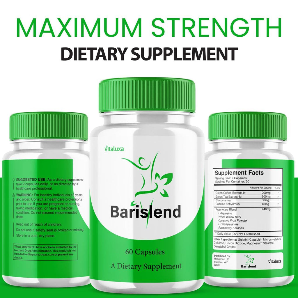 Barislend Capsules, Barisland Pills Pink Salt Blend for Women, Barislends Maximum Strength Supplement Official Advanced Formula Natural Energy Fitness Support, Bari Slend Review (60 Capsules) - Maple Wellness Supplements