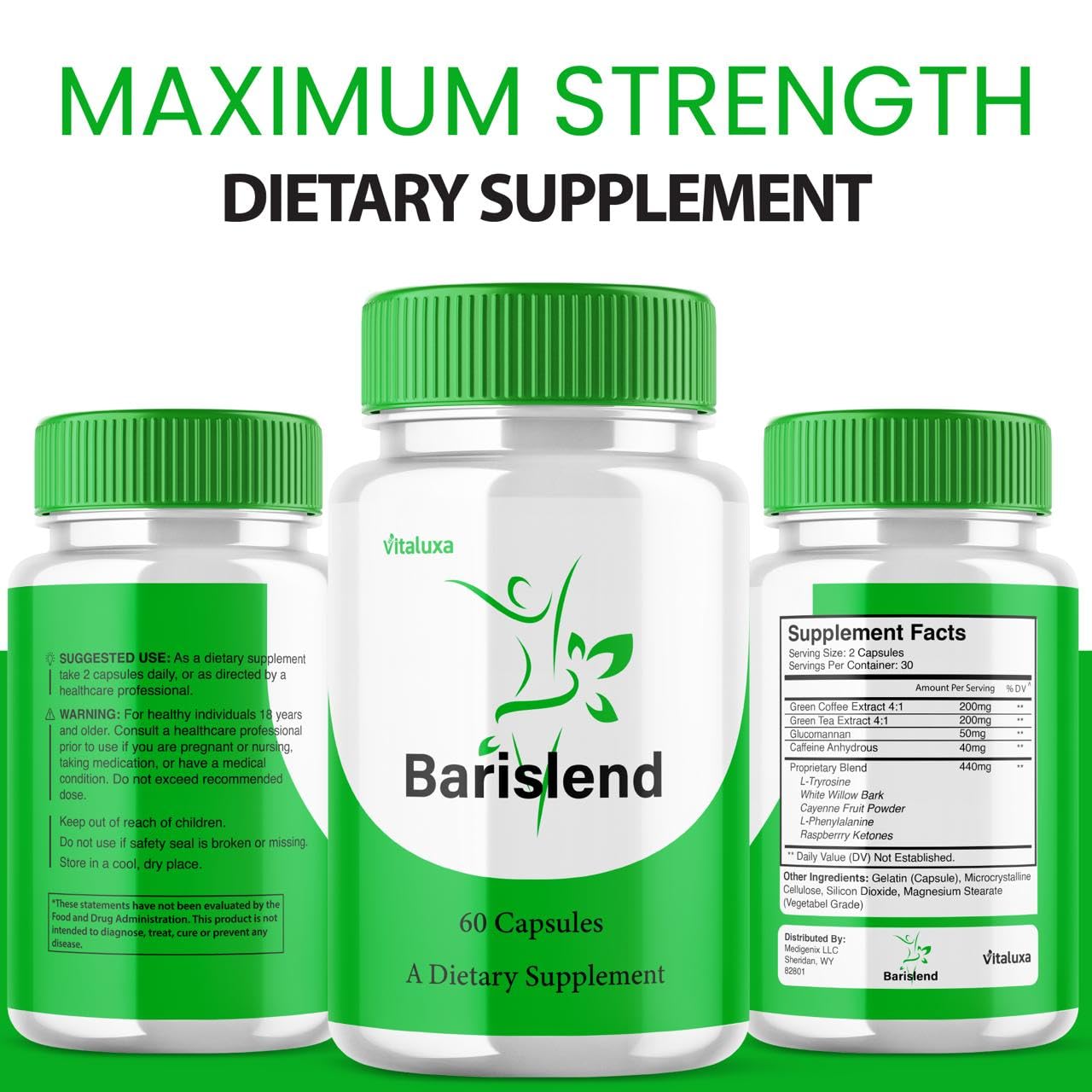 Barislend Capsules, Barisland Pills Pink Salt Blend for Women, Barislends Maximum Strength Supplement Official Advanced Formula Natural Energy Fitness Support, Bari Slend Review (60 Capsules) - Maple Wellness Supplements