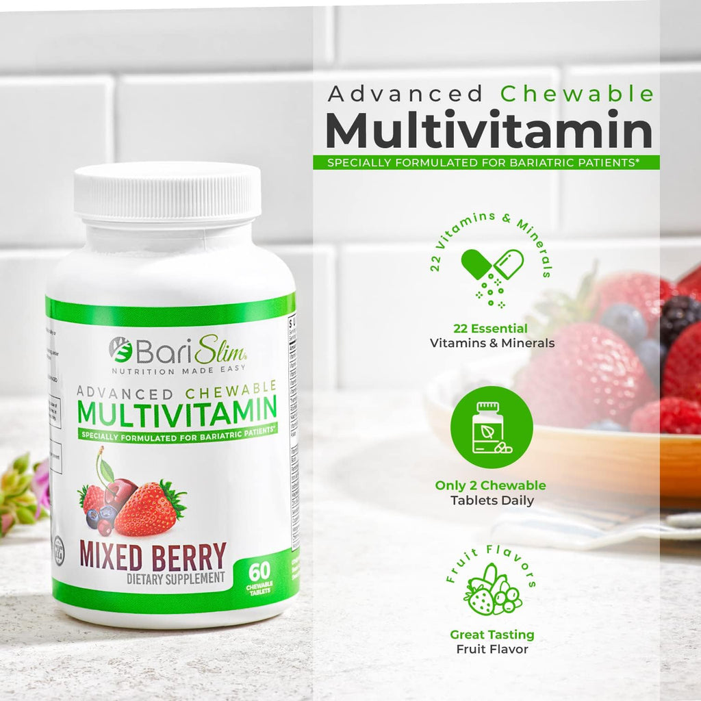 BariSlim Bariatric Calcium Citrate & Advanced Chewable Bariatric Multivitamin with Iron - Bariatric Vitamin and Supplement for Post Bariatric Surgery Including Gastric Bypass and Gastric Sleeve - Maple Wellness Supplements