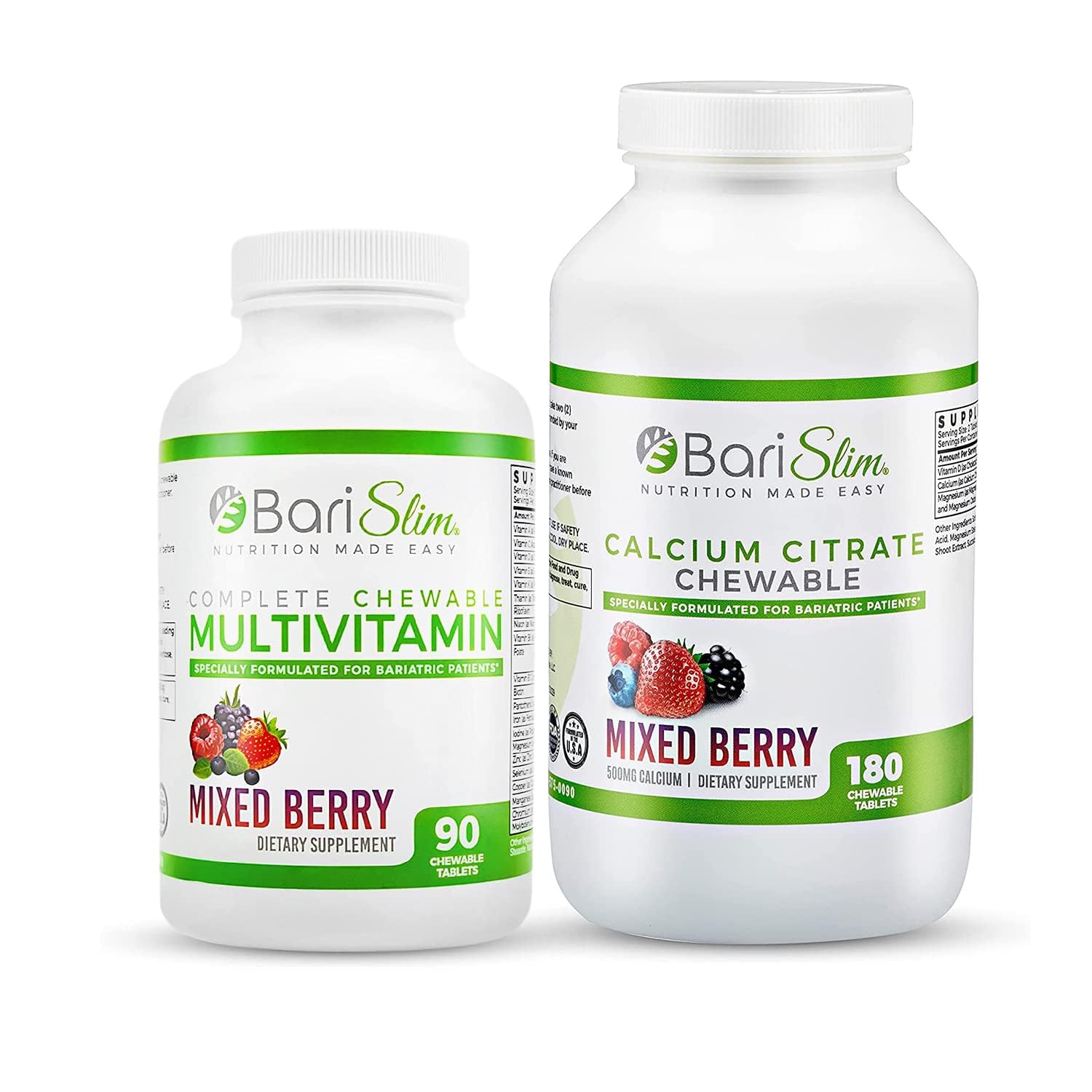 BariSlim Bariatric Calcium Citrate & Complete Chewable Bariatric Multivitamin - Bariatric Vitamin and Supplement for Post Bariatric Surgery Including Gastric Bypass and Gastric Sleeve - Maple Wellness Supplements