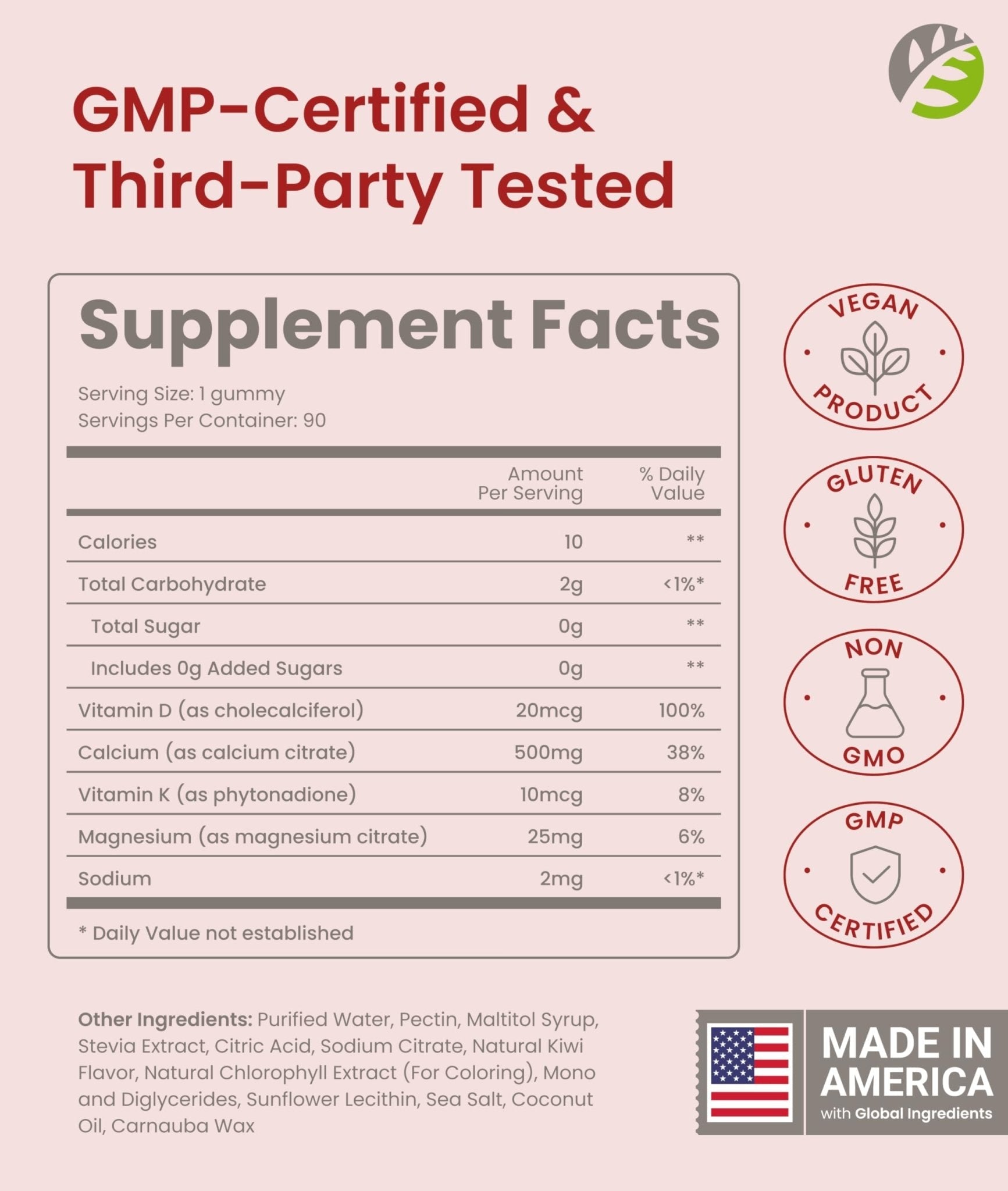 BariSlim Bariatric Calcium Gummies - Specially Formulated Bariatric Vitamins for Patients After Weight Loss Surgery - Supports Energy Levels & Bone Health | Strawberry (90 Vegan Gummies) - Maple Wellness Supplements