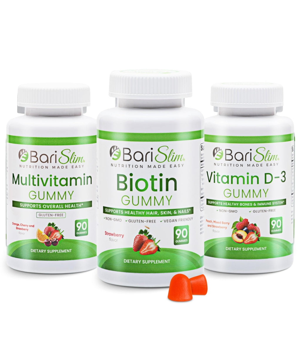BariSlim Bariatric Multivitamin Gummies - Specially Formulated Gummy Vitamin for Patients After Weight Loss Surgery - Easy to Digest & Great Tasting Fruit Flavors | Pack of 3 | 90 Fruit Chews - Maple Wellness Supplements