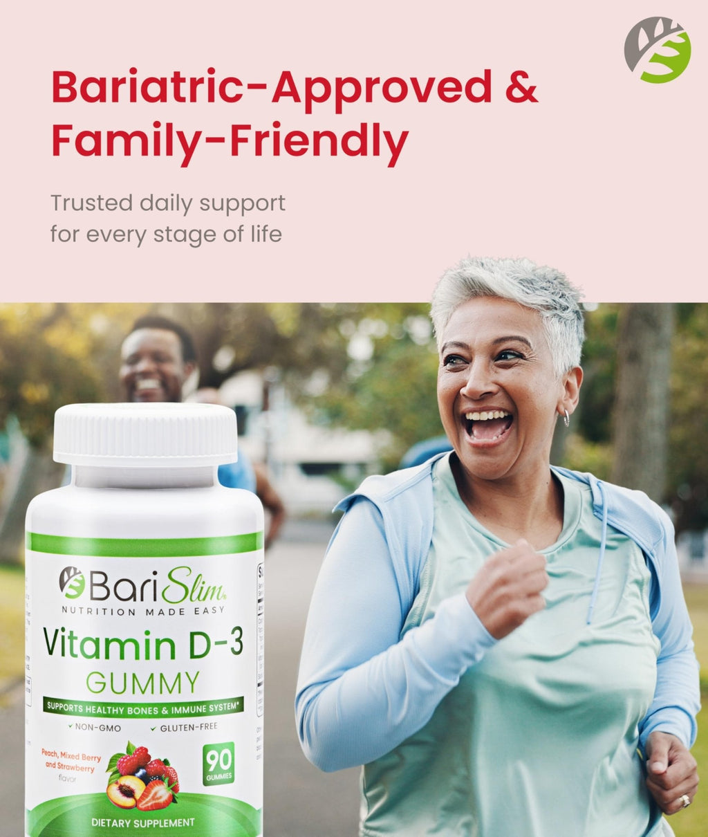 BariSlim Bariatric Vitamin D-3 Gummies - Specially Formulated Gummy Vitamin for Patients After Weight Loss Surgery - Easy to Digest and Great Tasting Fruit Flavors | 90 Fruit Chews - Maple Wellness Supplements
