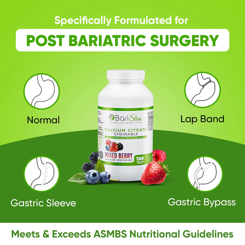 BariSlim Chewable Bariatric Multivitamin Tablets - Specially Formulated Chewable Tablets for Patients After Weight Loss Surgery - Easy to Digest & Great Tasting Fruit Flavors | Pack of 2 - Maple Wellness Supplements