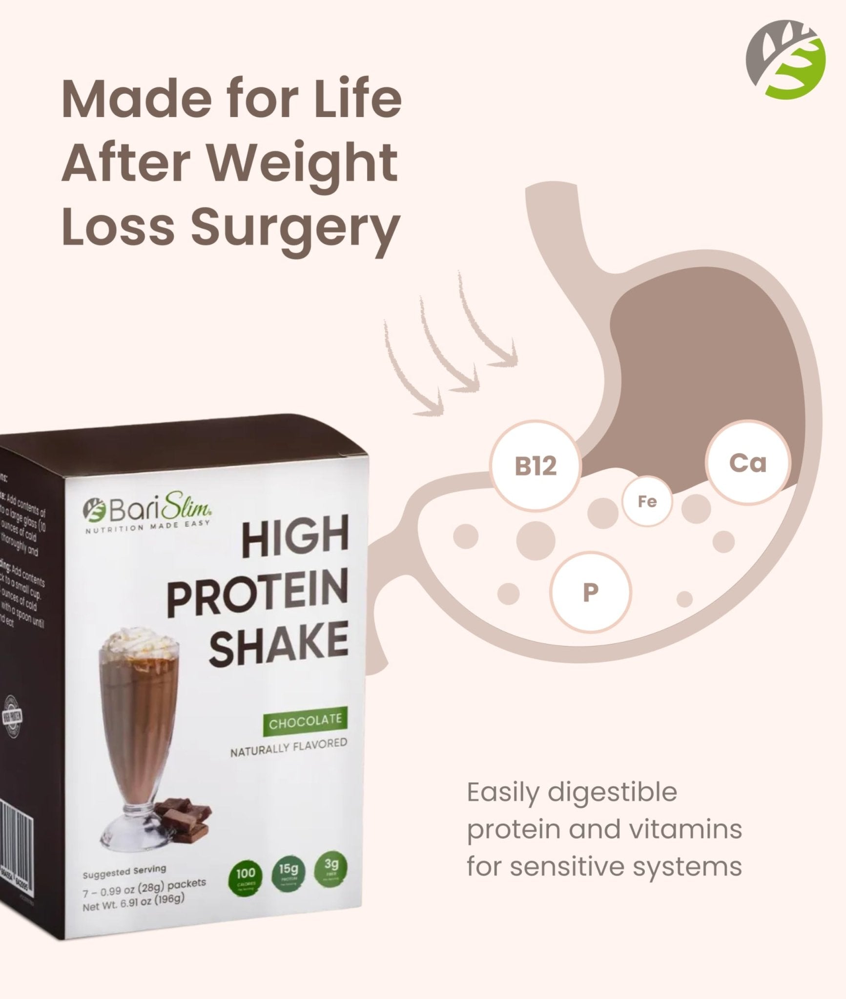 BariSlim High Protein Shake - Delicious & Nutritious Meal Replacement Shake - Low Sugar & Carb - Formulated for Bariatric Patients & Post-Weight Loss Surgery Support | Chocolate Shake (9 oz) - Maple Wellness Supplements