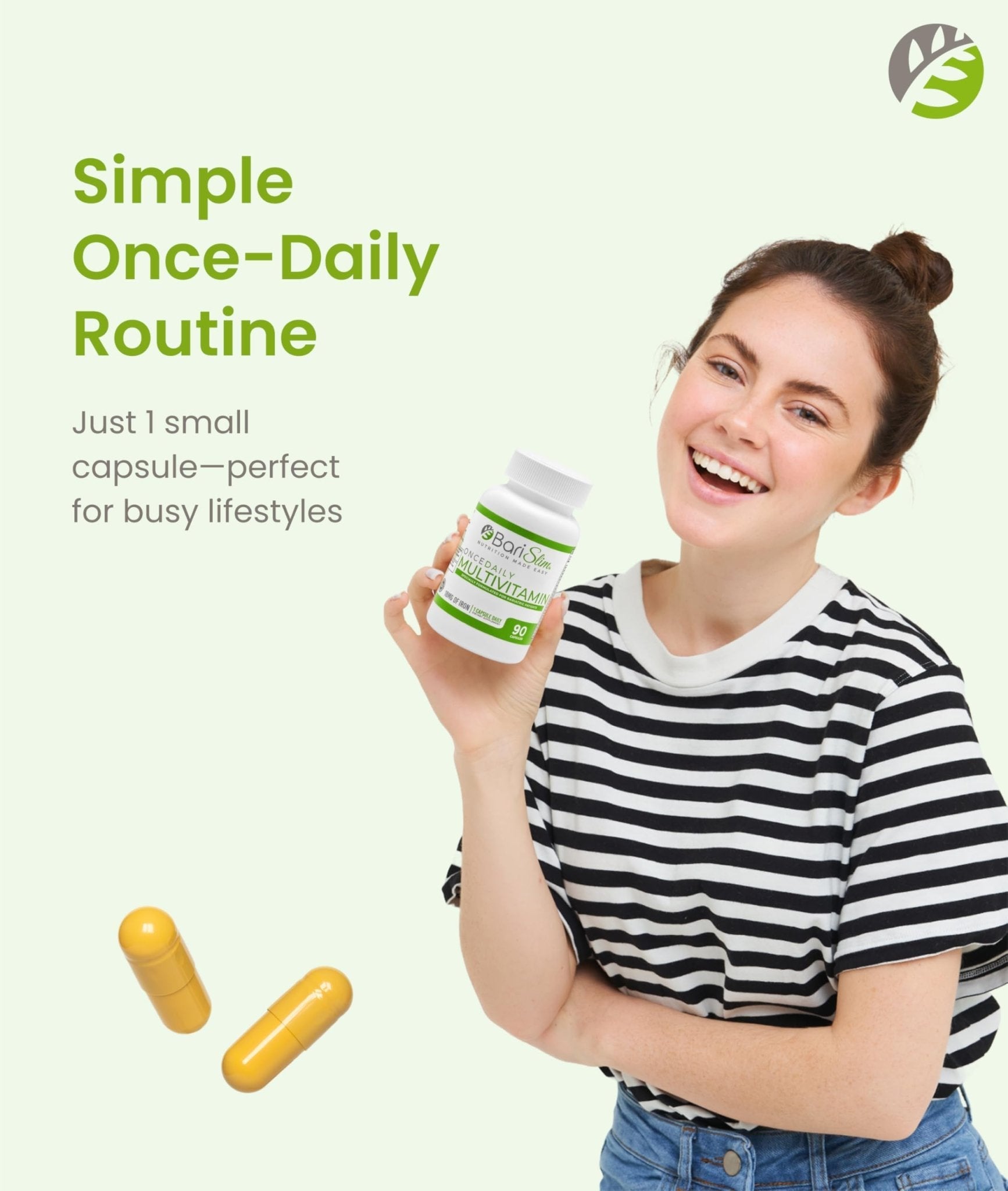 BariSlim Once Daily Bariatric Multivitamin Capsule - 18mg of Iron - Bariatric Vitamin & Supplement for Post Surgery Including Gastric Bypass & Gastric Sleeve | 90 Day Supply - Maple Wellness Supplements