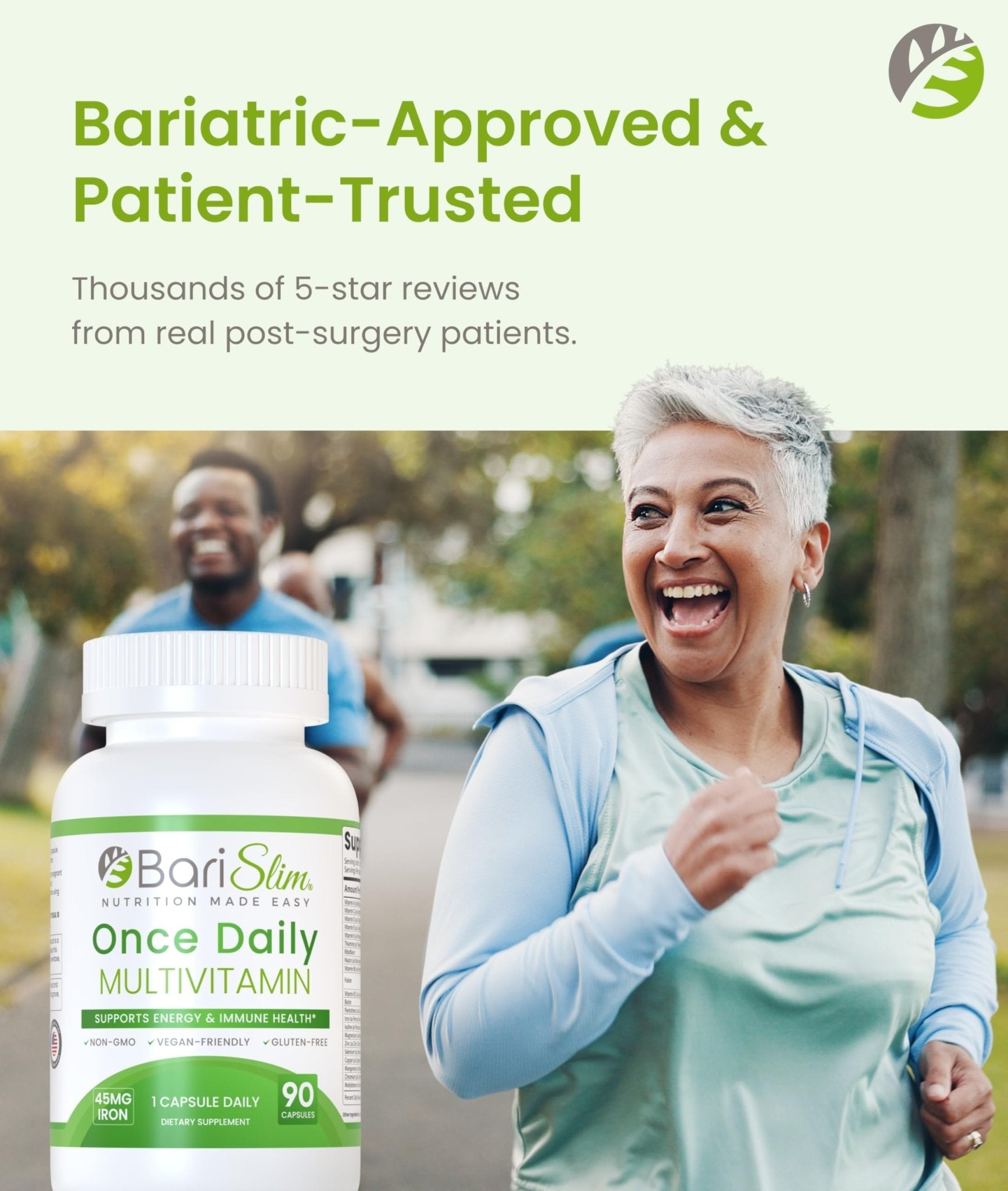 BariSlim Once Daily Bariatric Multivitamin Capsule - 45mg of Iron - Bariatric Vitamin & Supplement for Post Bariatric Surgery Including Gastric Bypass & Gastric Sleeve | 90 Day Supply - Maple Wellness Supplements