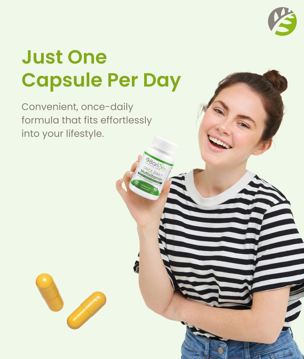 BariSlim Once Daily Bariatric Multivitamin Capsule - Iron-Free Formula - Bariatric Vitamin and Supplement for Post Surgery, Including Gastric Bypass and Gastric Sleeve | 90-Day Supply - Maple Wellness Supplements