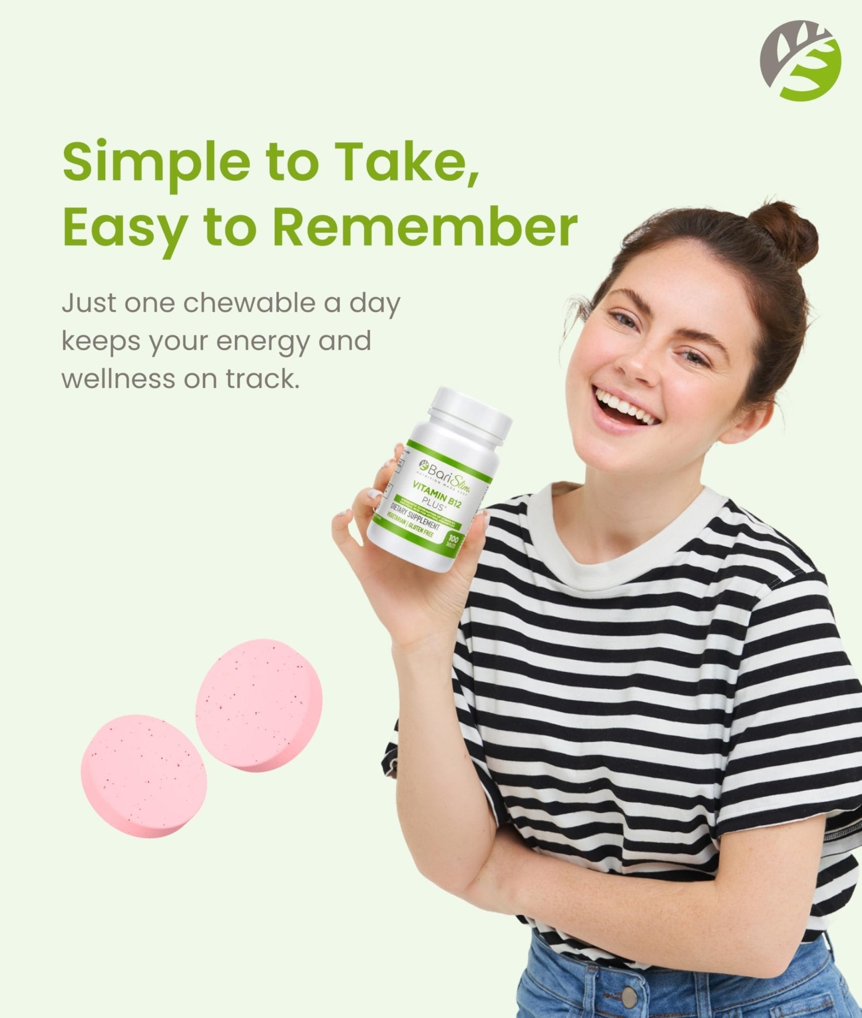 BariSlim Vitamin B12 Plus Tablets - Bariatric Formulated for Post Weight Loss Surgery, Including Gastric Bypass & Gastric Sleeve - Supports Energy Levels & Overall Health | Cherry Flavor - Maple Wellness Supplements