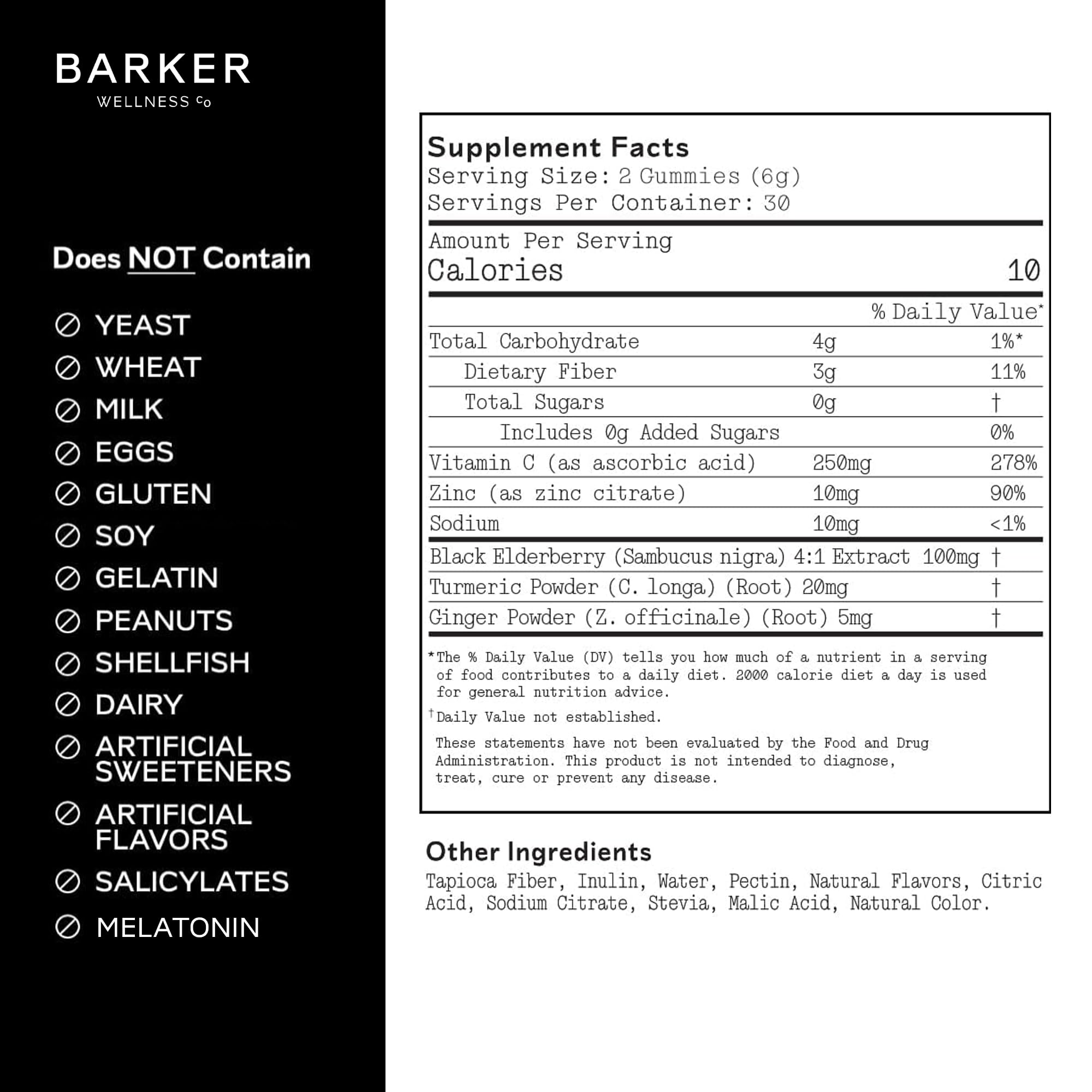 Barker Wellness Immunity Gummies with Vitamin C, Zinc, Elderberry, Turmeric & Ginger for Daily Immune Support | Vegan, Sugar-Free, Lemon-Lime Flavor | Seasonal Wellness Essentials, 60 Count - TrustMedUSA