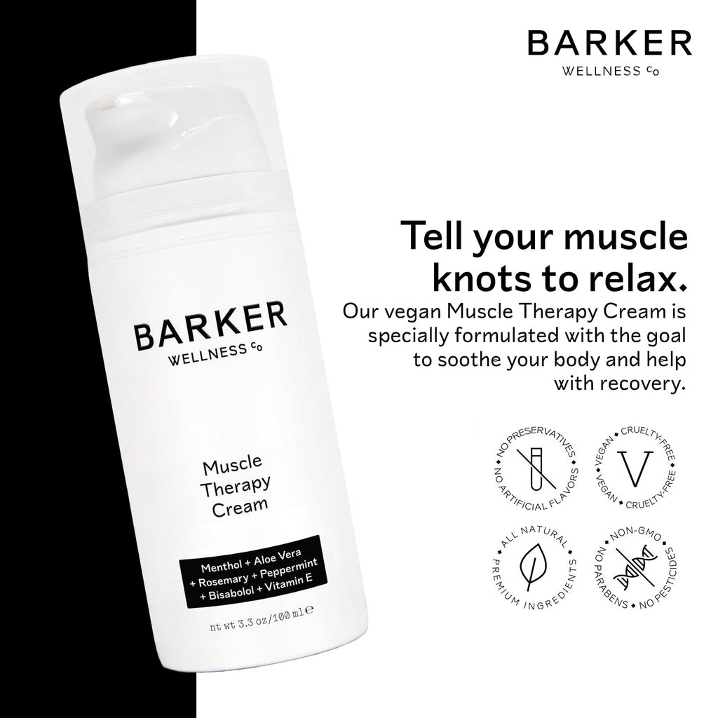Barker Wellness Soothing Muscle Therapy Cream | Advanced Joint & Muscle Relief for Recovery & Relaxation | Enriched with Antioxidants & Moisturizing Vitamin E | All-Natural Vegan Formula (100ml) - TrustMedUSA