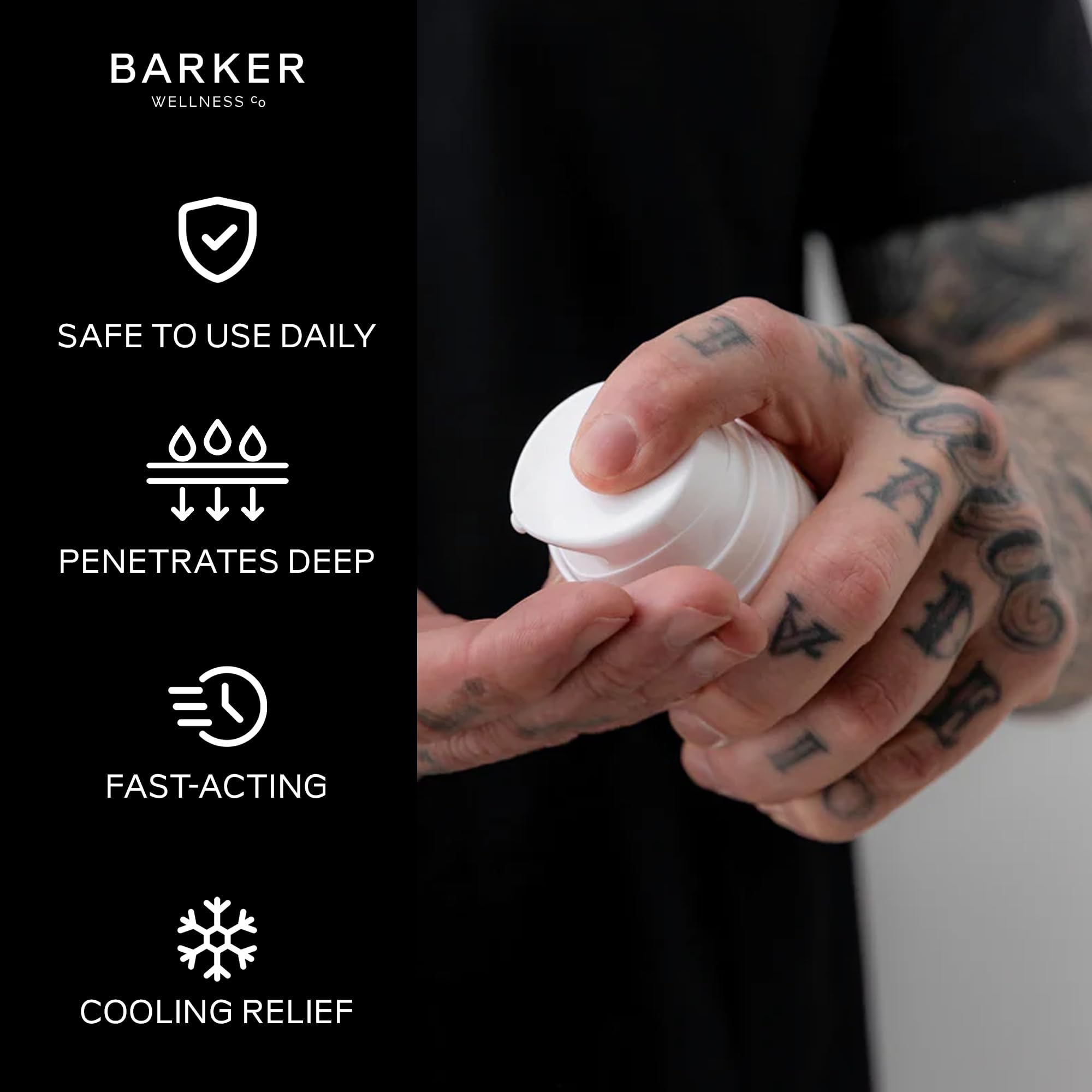 Barker Wellness Soothing Muscle Therapy Cream | Advanced Joint & Muscle Relief for Recovery & Relaxation | Enriched with Antioxidants & Moisturizing Vitamin E | All-Natural Vegan Formula (100ml) - TrustMedUSA