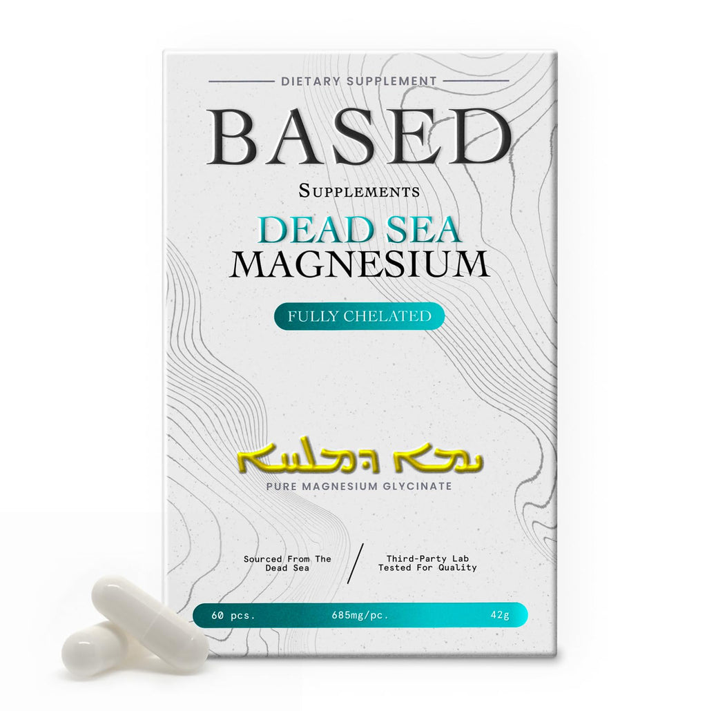 Based Dead Sea Magnesium | Pure Magnesium Glycinate | Support Stress Relief, Sleep, Heart Health, Nerves, Muscles, and Metabolism | 60 Capsules - TrustMedUSA