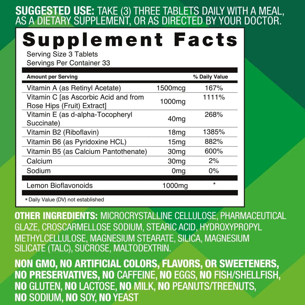 Basic Brands Aller Vite Nasal Support Tablets for Seasonal Allergy Relief, High Bioflavonoid Complex with Vitamins and Calcium, Gluten Free Daily Supplement, 100 Tablets - TrustMedUSA