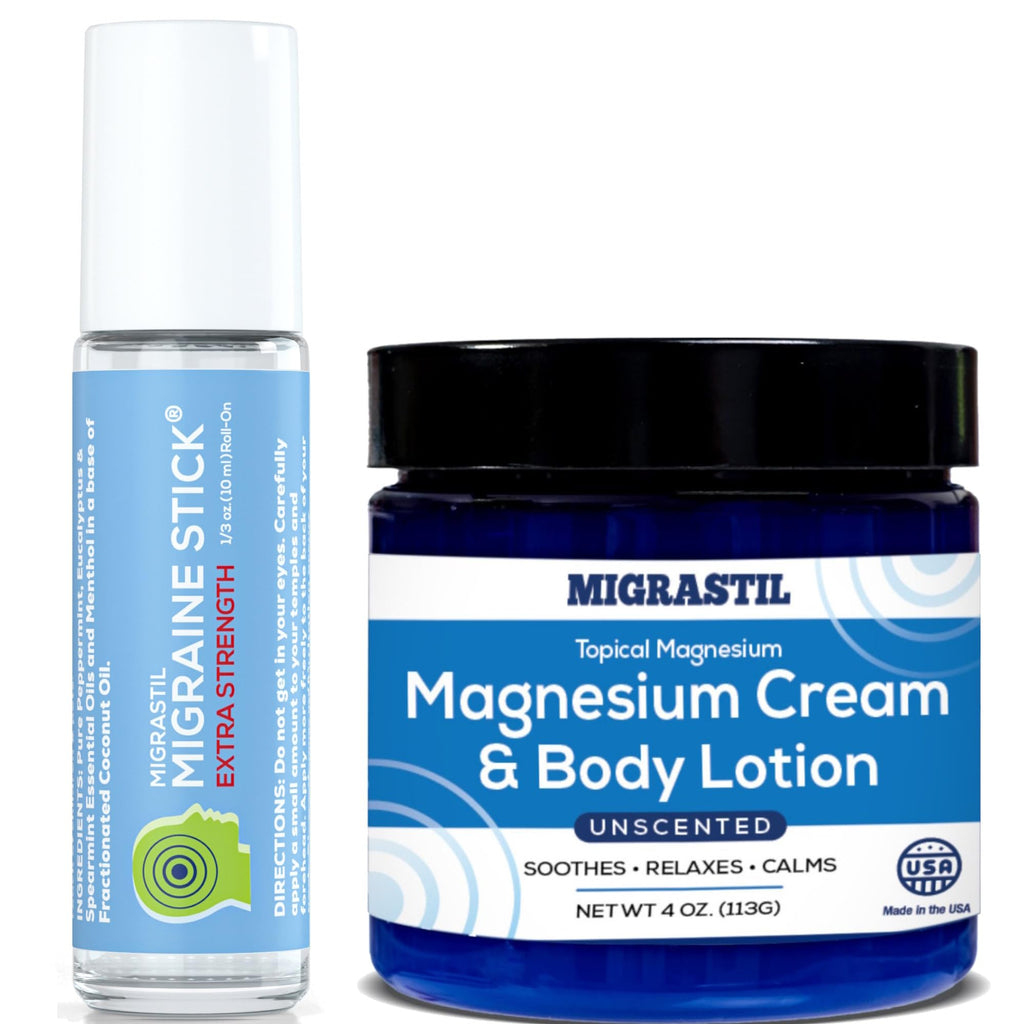 Basic Vigor Migrastil Extra Strength Migraine Stick & Topical Magnesium Cream Bundle - TrustMedUSA