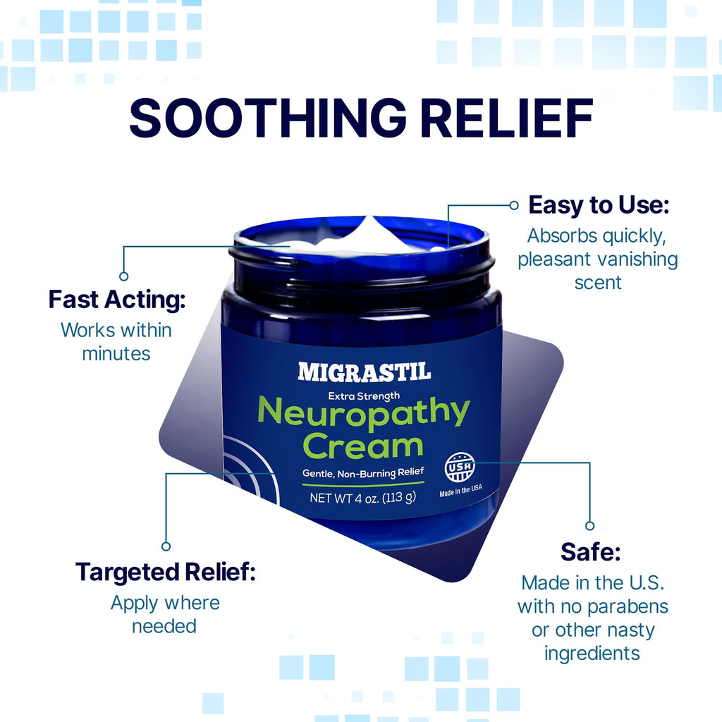 Basic Vigor Migrastil Extra Strength Neuropathy Cream (4 oz) and PainBlock Roll-On (3 oz) Bundle - TrustMedUSA