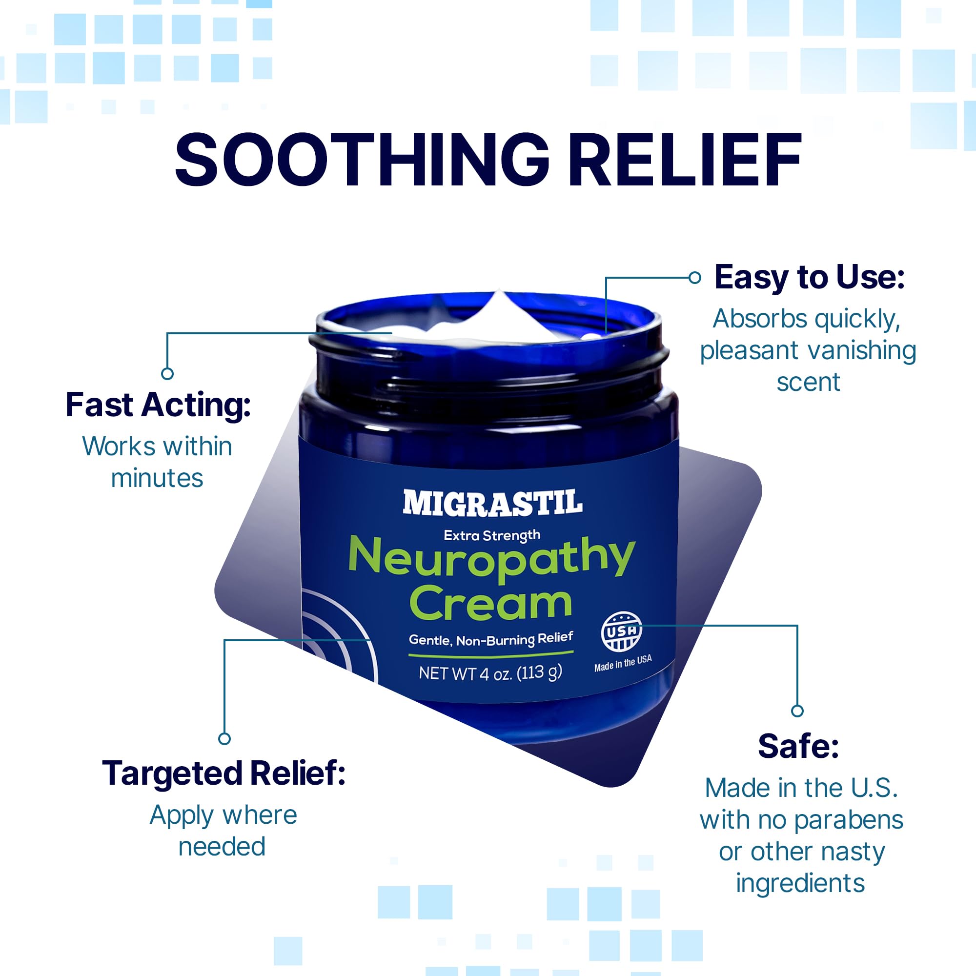 Basic Vigor Migrastil Extra Strength Neuropathy Cream (4 oz) and PainBlock Roll-On (3 oz) Bundle - TrustMedUSA