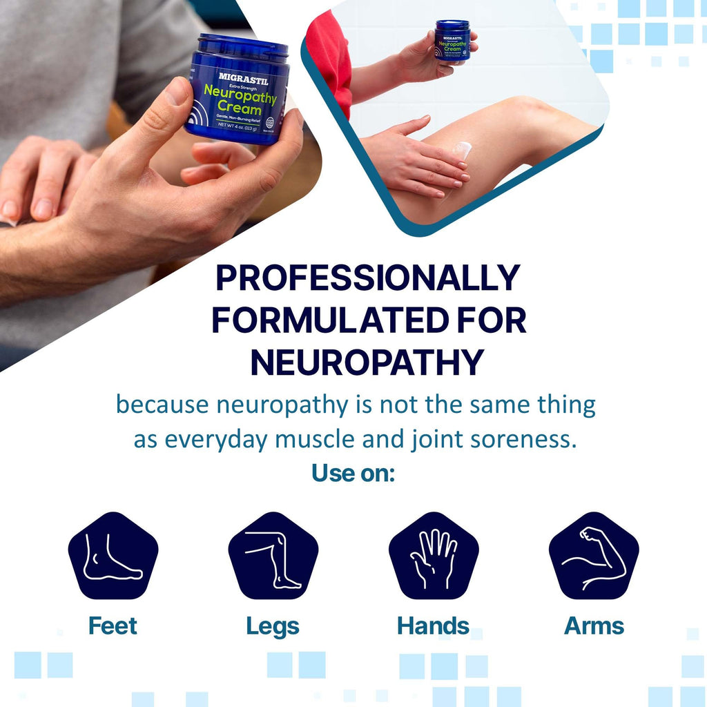 Basic Vigor Migrastil Extra Strength Neuropathy Cream (4 oz) and PainBlock Roll-On (3 oz) Bundle - TrustMedUSA