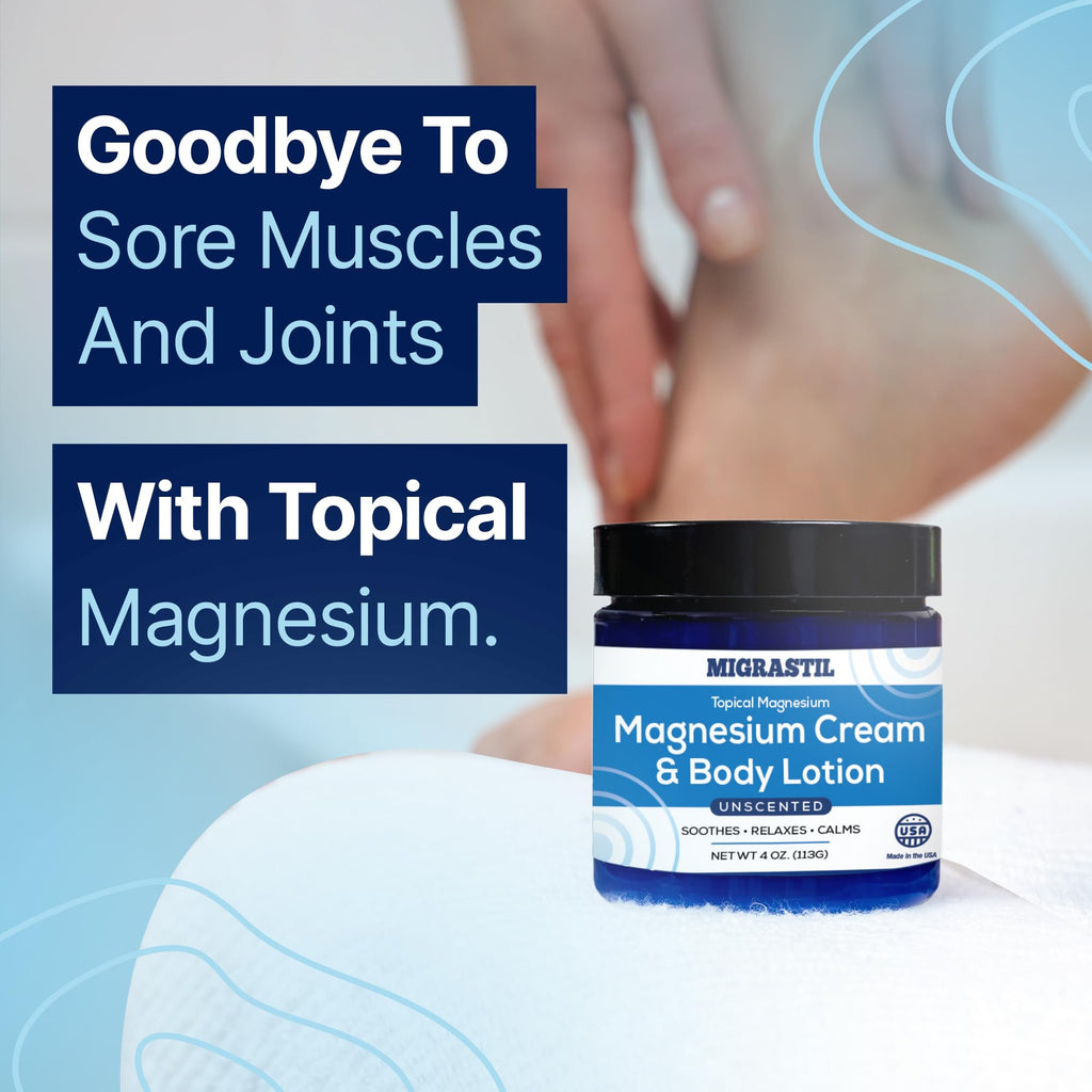 Basic Vigor Migrastil PainBlock Roll-On & Unscented Topical Magnesium Cream Bundle. Made in The USA. - TrustMedUSA