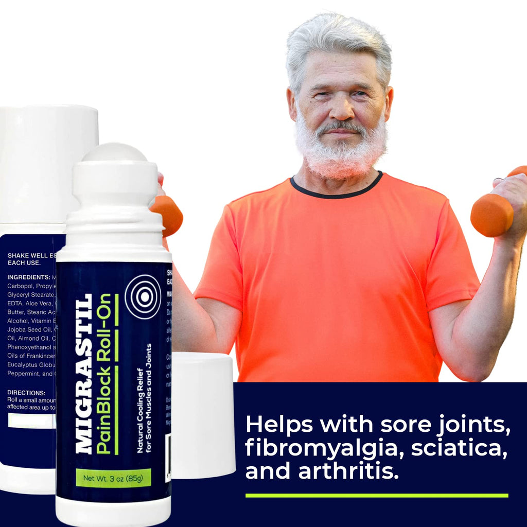 Basic Vigor Migrastil PainBlock Roll-On & Unscented Topical Magnesium Cream Bundle. Made in The USA. - TrustMedUSA