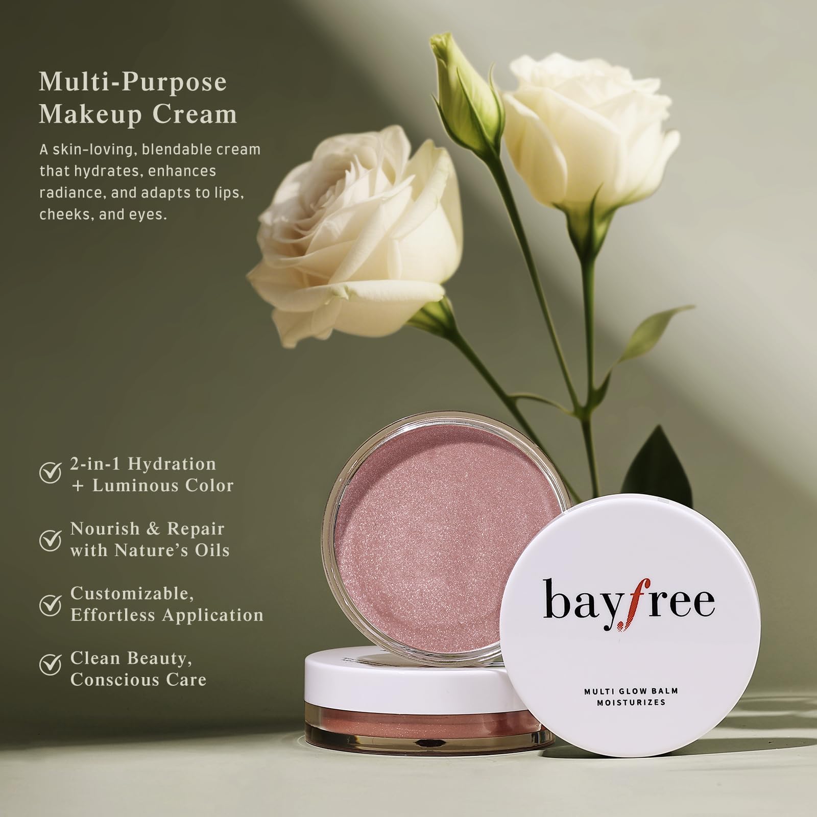 bayfree Multi Glow Balm, Cream Blush for Cheeks, Blush Balm Face Makeup, Radiant Finish, Hydrating, Creamy, Lightweight & Blendable Color, Face Makeup 0.63 Oz - TrustMedUSA