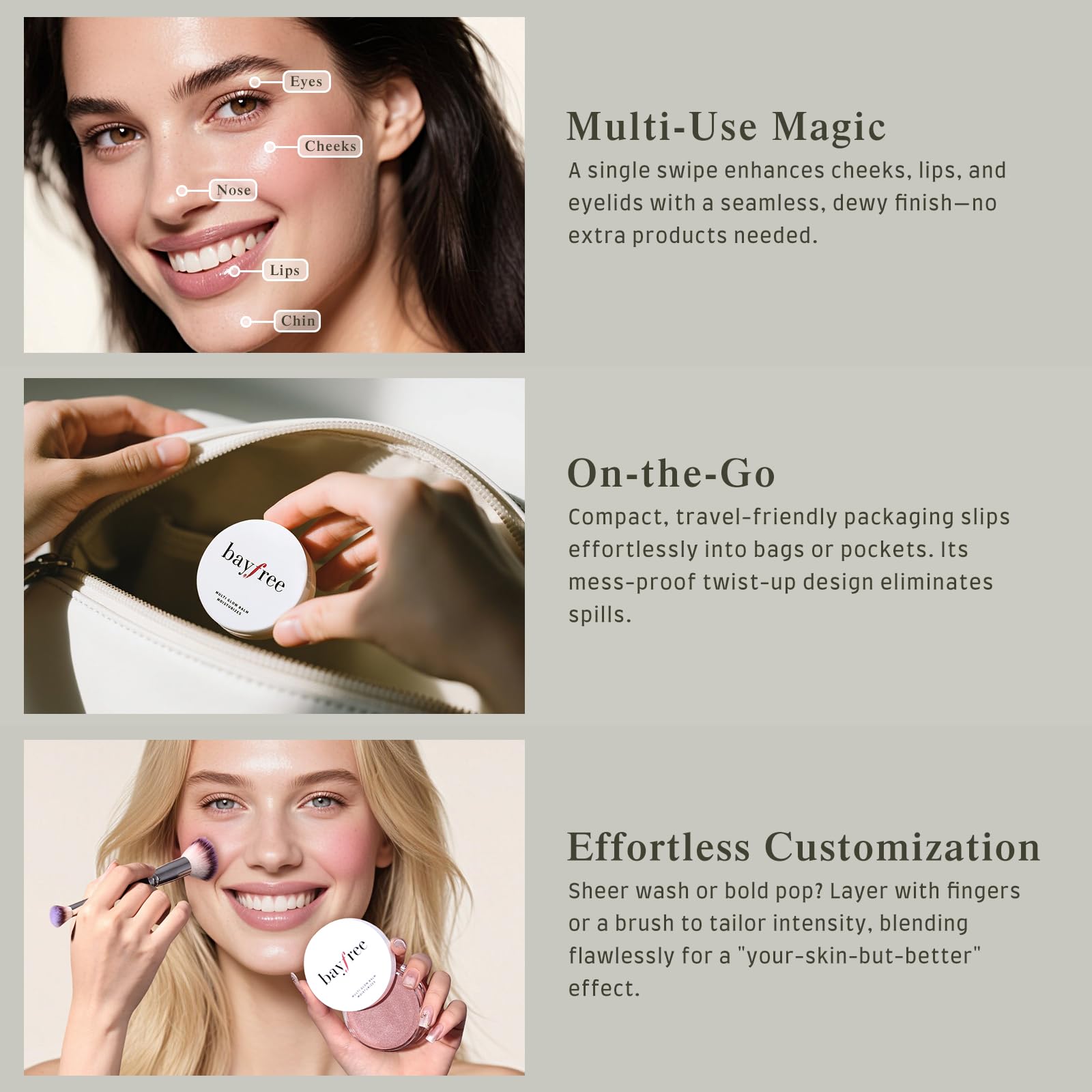 bayfree Multi Glow Balm, Cream Blush for Cheeks, Blush Balm Face Makeup, Radiant Finish, Hydrating, Creamy, Lightweight & Blendable Color, Face Makeup 0.63 Oz - TrustMedUSA