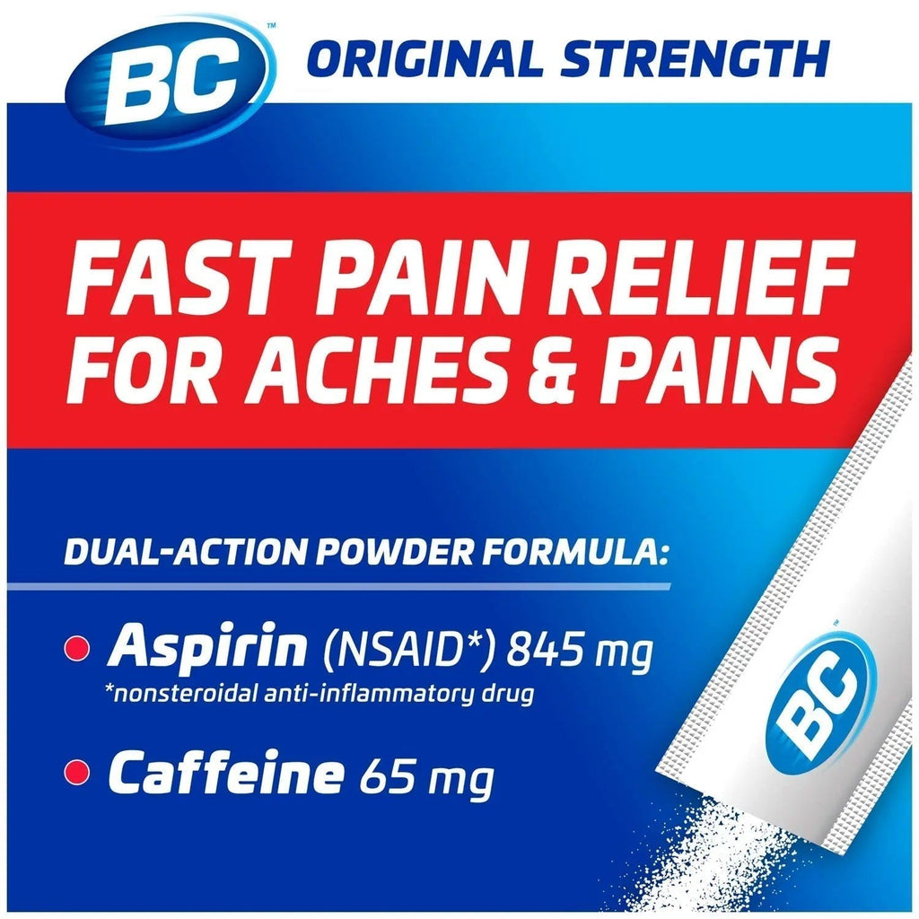 BC Powder Original Strength Pain Reliever, 50 Powder Sticks, 50 Count(Pack of 6) - TrustMedUSA