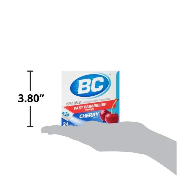 BC Powder Pain Reliever, Cherry Flavor Aspirin Dissolve Packs, 24 Count Powder Packets (6 Pack) - TrustMedUSA