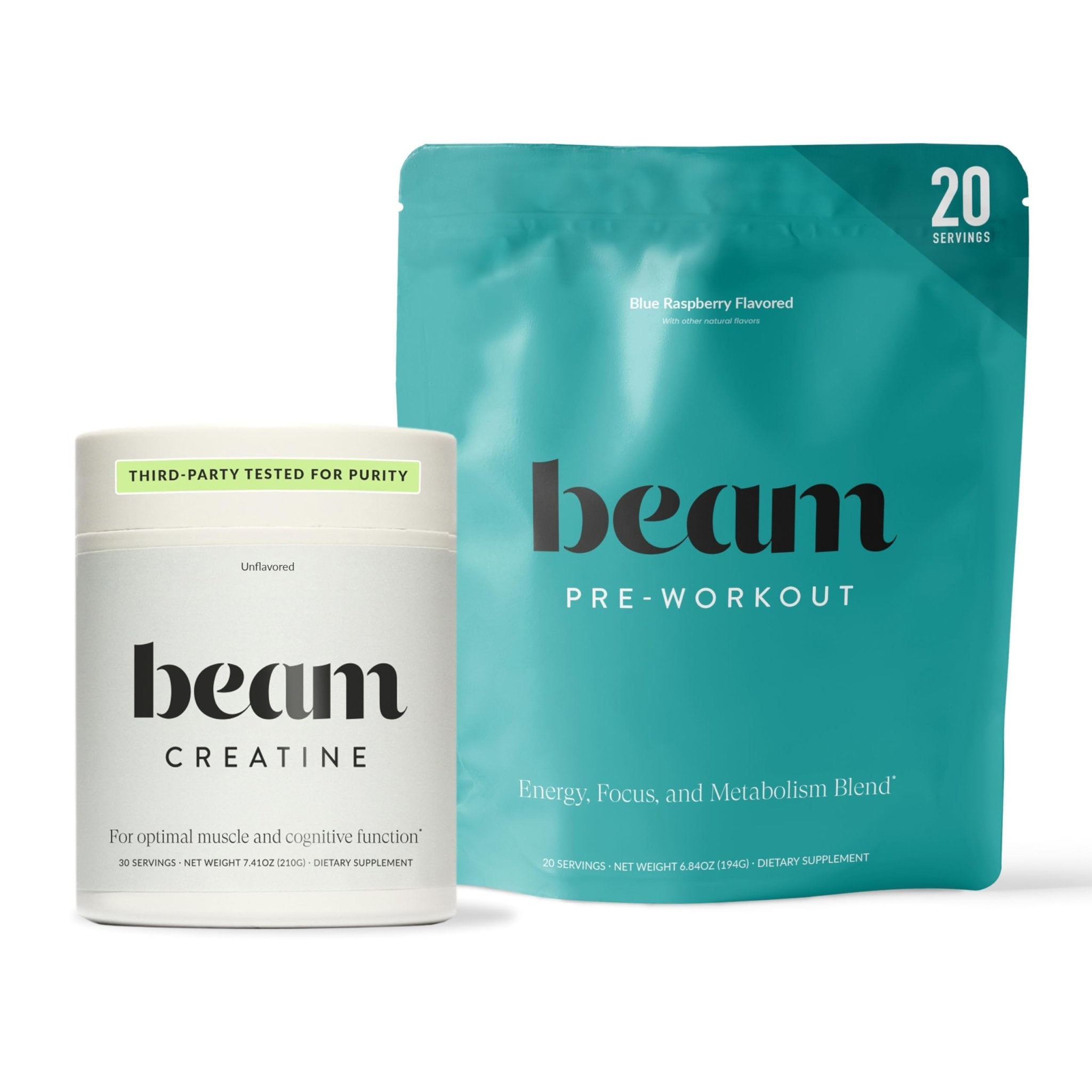 Beam Creatine Monohydrate + Pre Workout Bundle – Strength, Endurance & Muscle Recovery Stack – Clean Energy & Hydration Support, Third-Party Tested for Peak Training Performance - TrustMedUSA