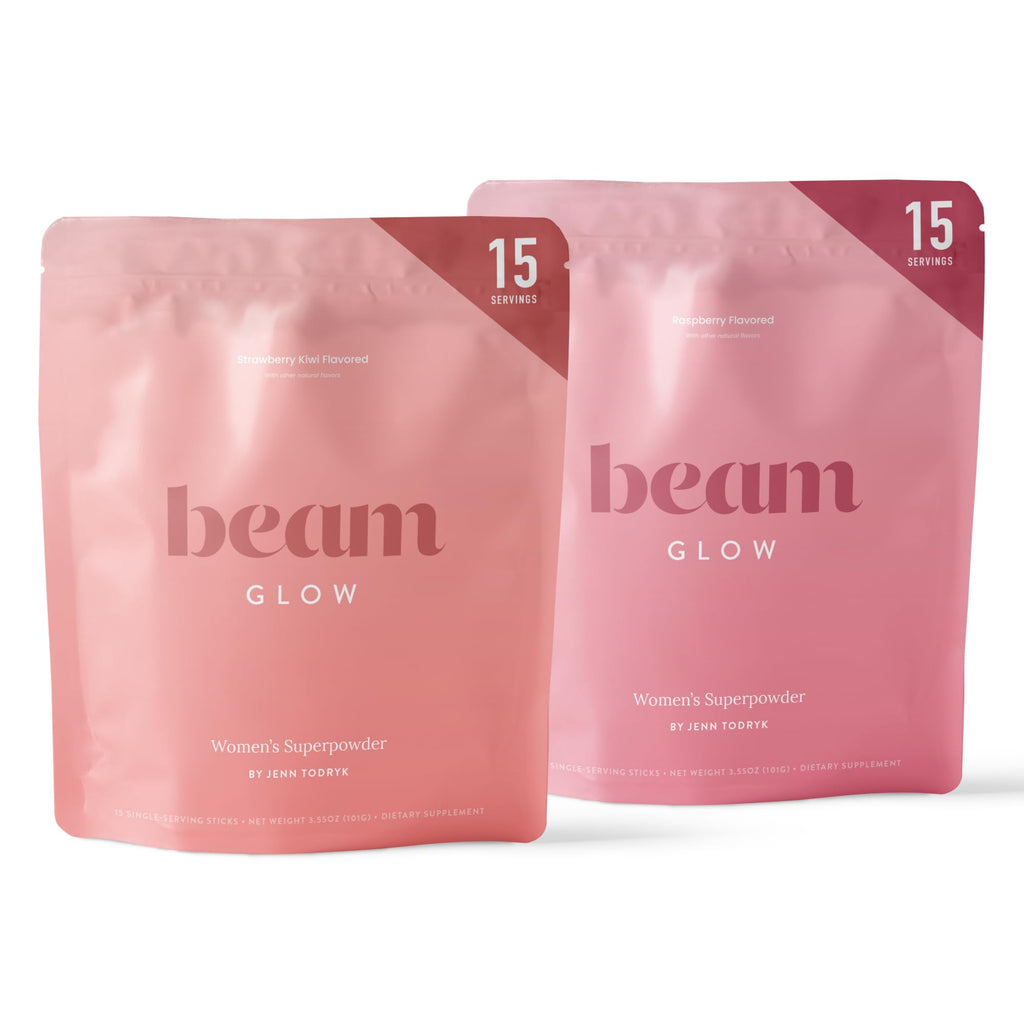 Beam Glow, Hormone Balance for Women, Strawberry Kiwi and Raspberry Bundle, Thyroid Support for Women, Natural Hormone Support Powder with Selenium and Bromelain, PMS Relief, Energy, Hair, Skin Health - TrustMedUSA
