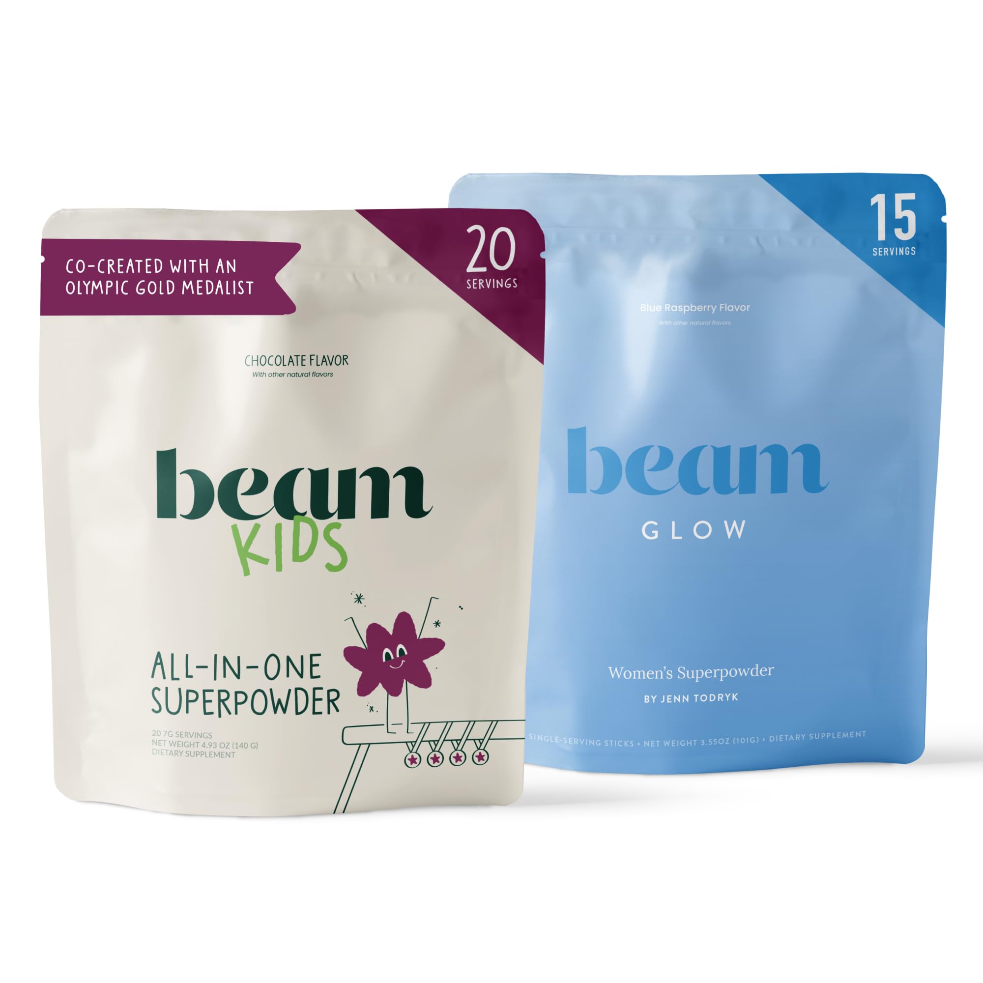 Beam Glow & Kids Wellness Bundle, Hormone Support for Women with Inositol & Ashwagandha, Superfood Powder with Fruits & Veggies for Kids' Growth & Immune Health - TrustMedUSA