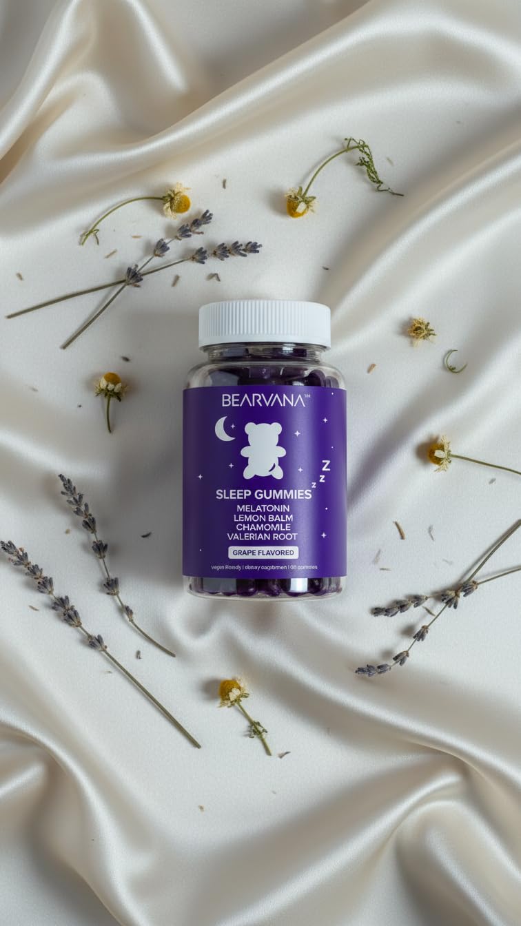 BEARVANA Sleep Gummies with Melatonin | Grape Flavored Vegan Sleep Supplement with Lemon Balm, Chamomile & Valerian Root | Night time Relaxation & Rest Support | 60 Gummies - TrustMedUSA