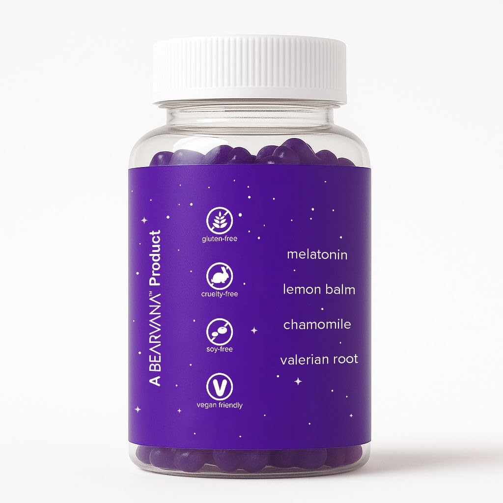 BEARVANA Sleep Gummies with Melatonin | Grape Flavored Vegan Sleep Supplement with Lemon Balm, Chamomile & Valerian Root | Night time Relaxation & Rest Support | 60 Gummies - TrustMedUSA