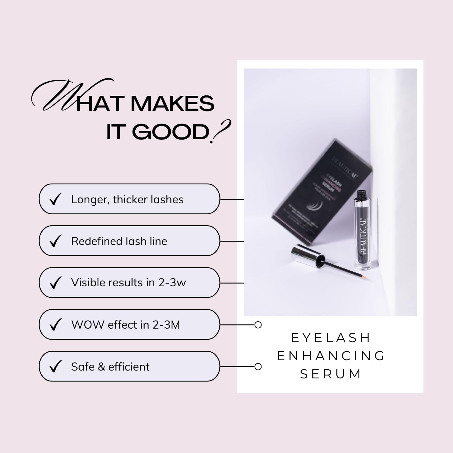 BEAUTICAL Eyelash Serum – Lash Enhancing & Conditioning Formula with Botanical Ingredients for the Appearance of Fuller, Shinier & Healthier-Looking Lashes – Nourishing Lash Care, 3ml - TrustMedUSA