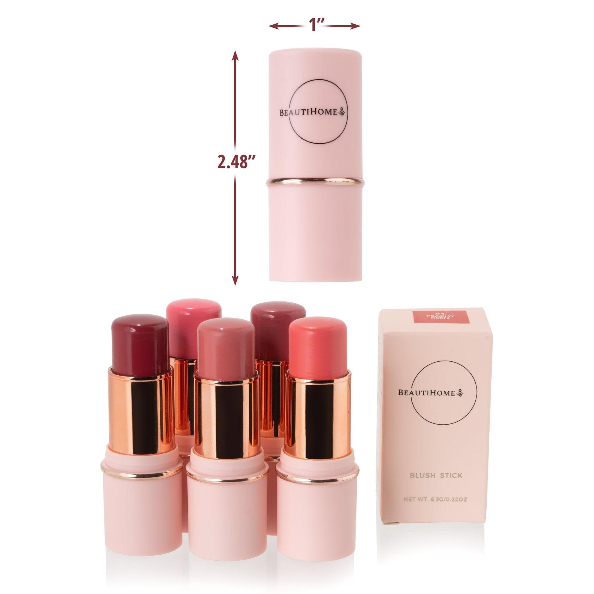 BeautiHome Blush Stick for Cheeks & Lips Multistick Cream Blush- Easy to Apply & Blend- Infused with Nourishing Ingredients for your Skin Compact Travel Size Makeup (Misty Rose, Small) - TrustMedUSA